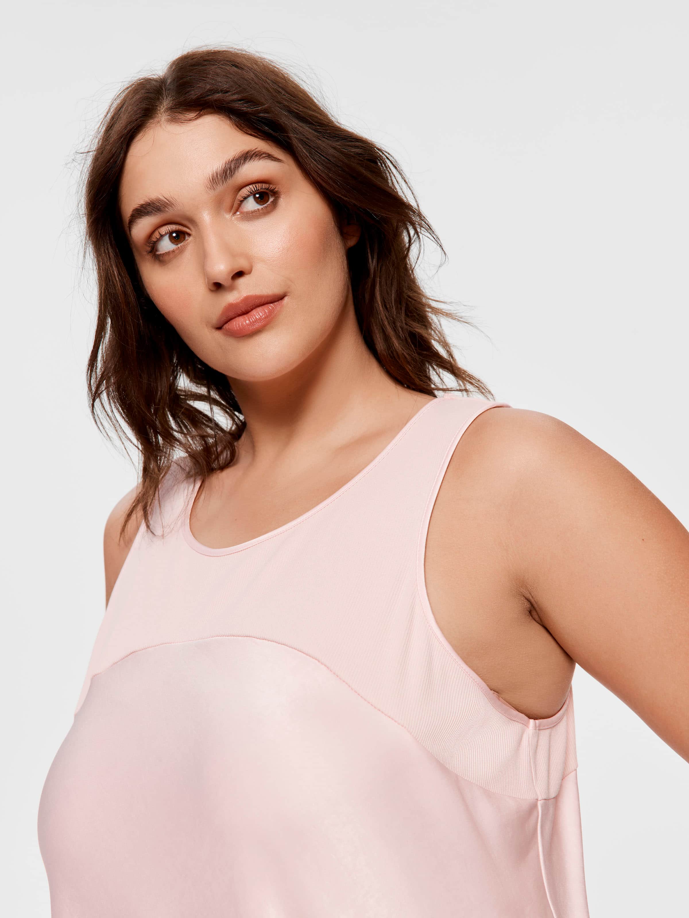 P.A. Plus Rib Trim Satin Nightie