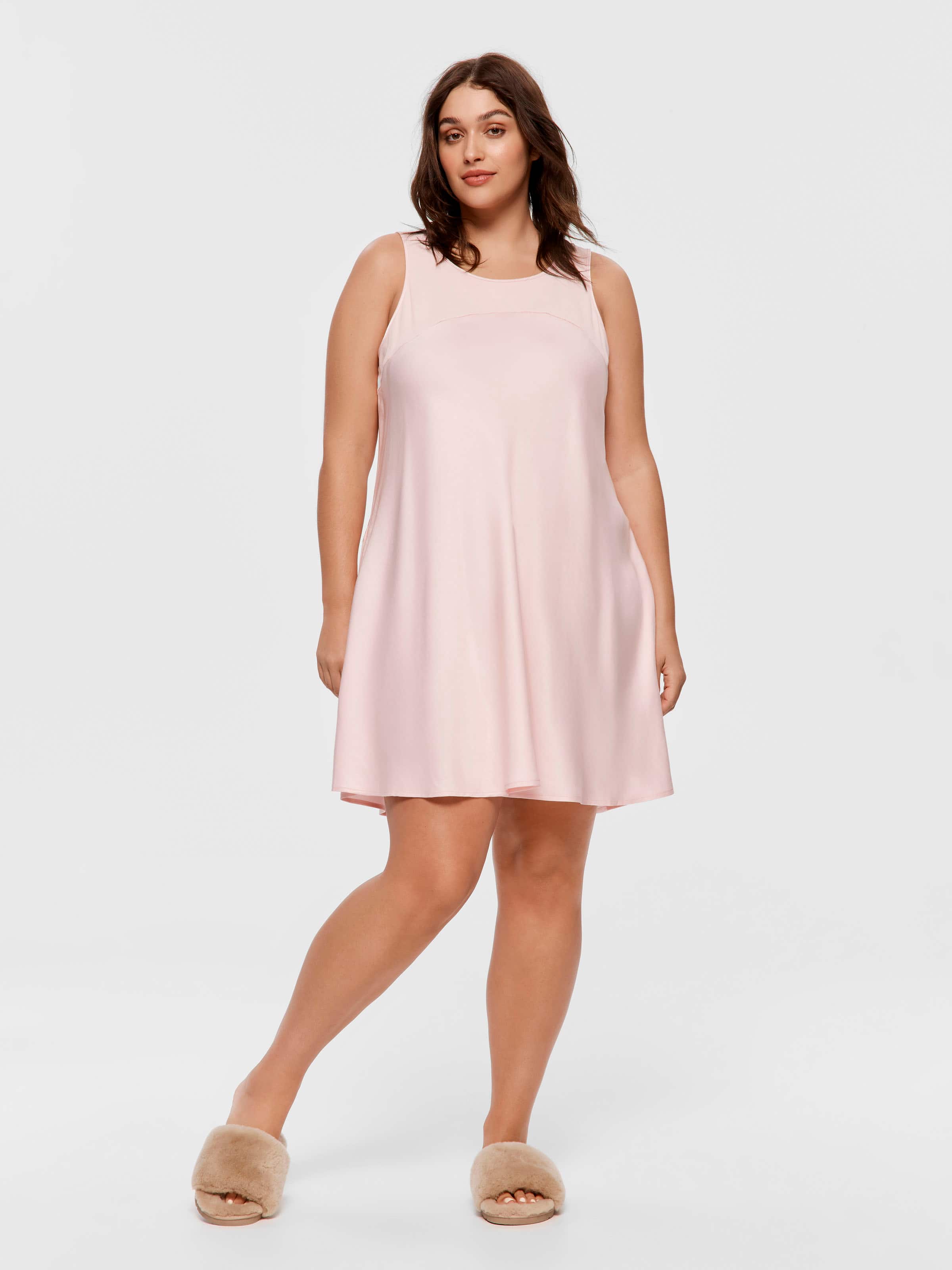 P.A. Plus Rib Trim Satin Nightie