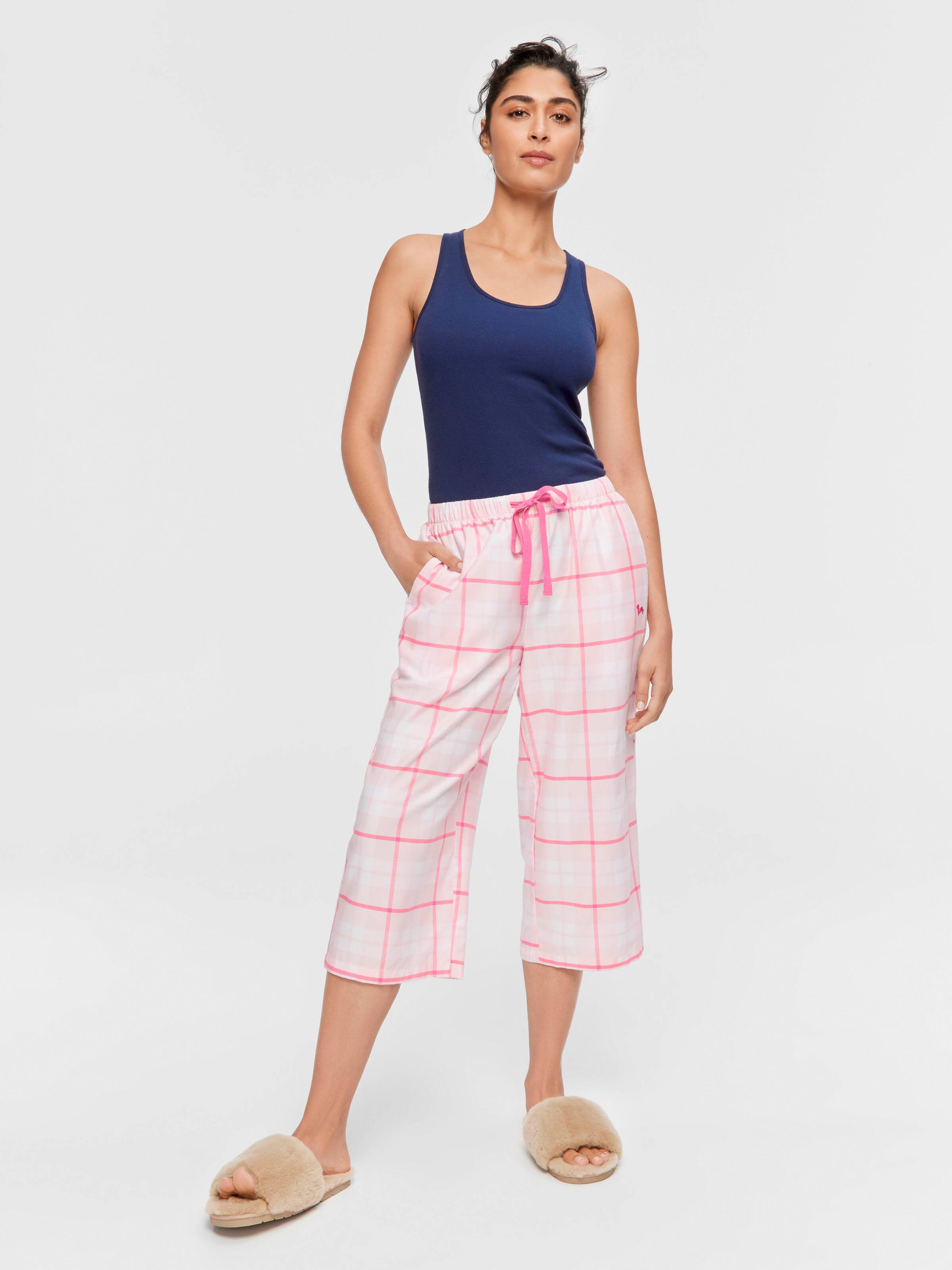 Pink Check Classic 3/4 Pj Pant