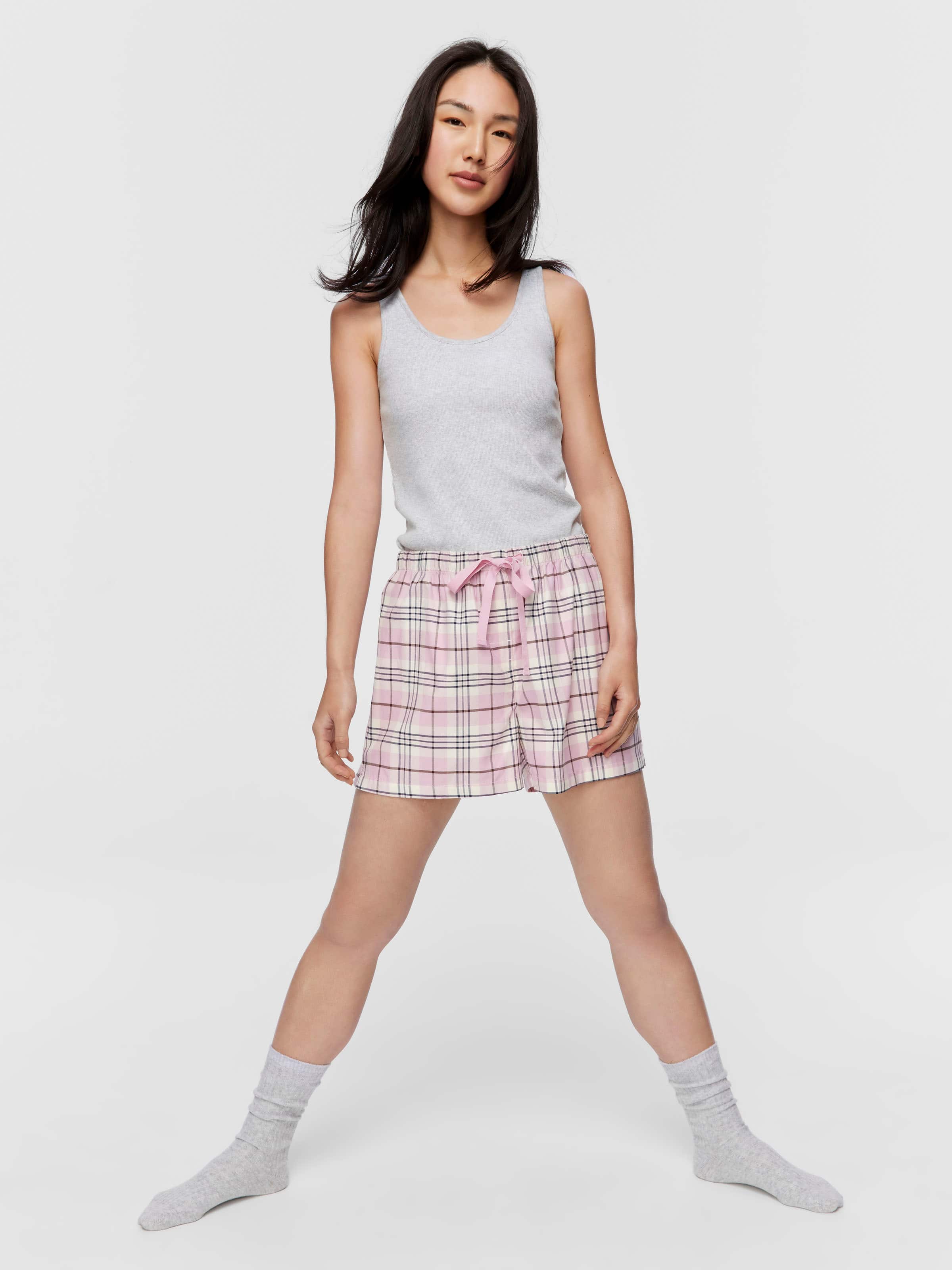 Pink Check Mid Short