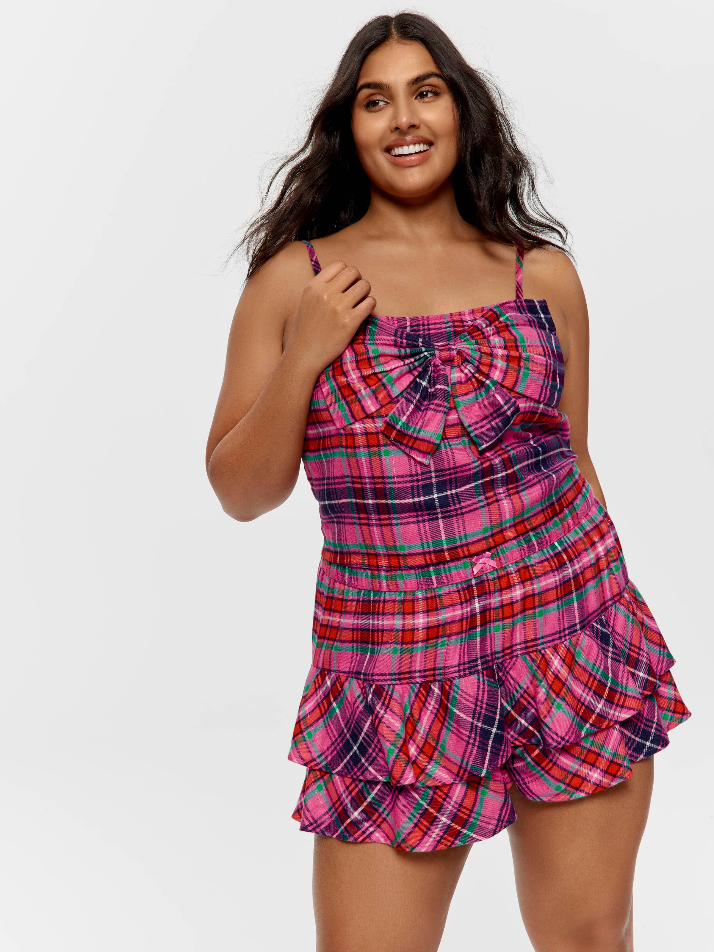P.A. Plus Pink Check Bow Cami