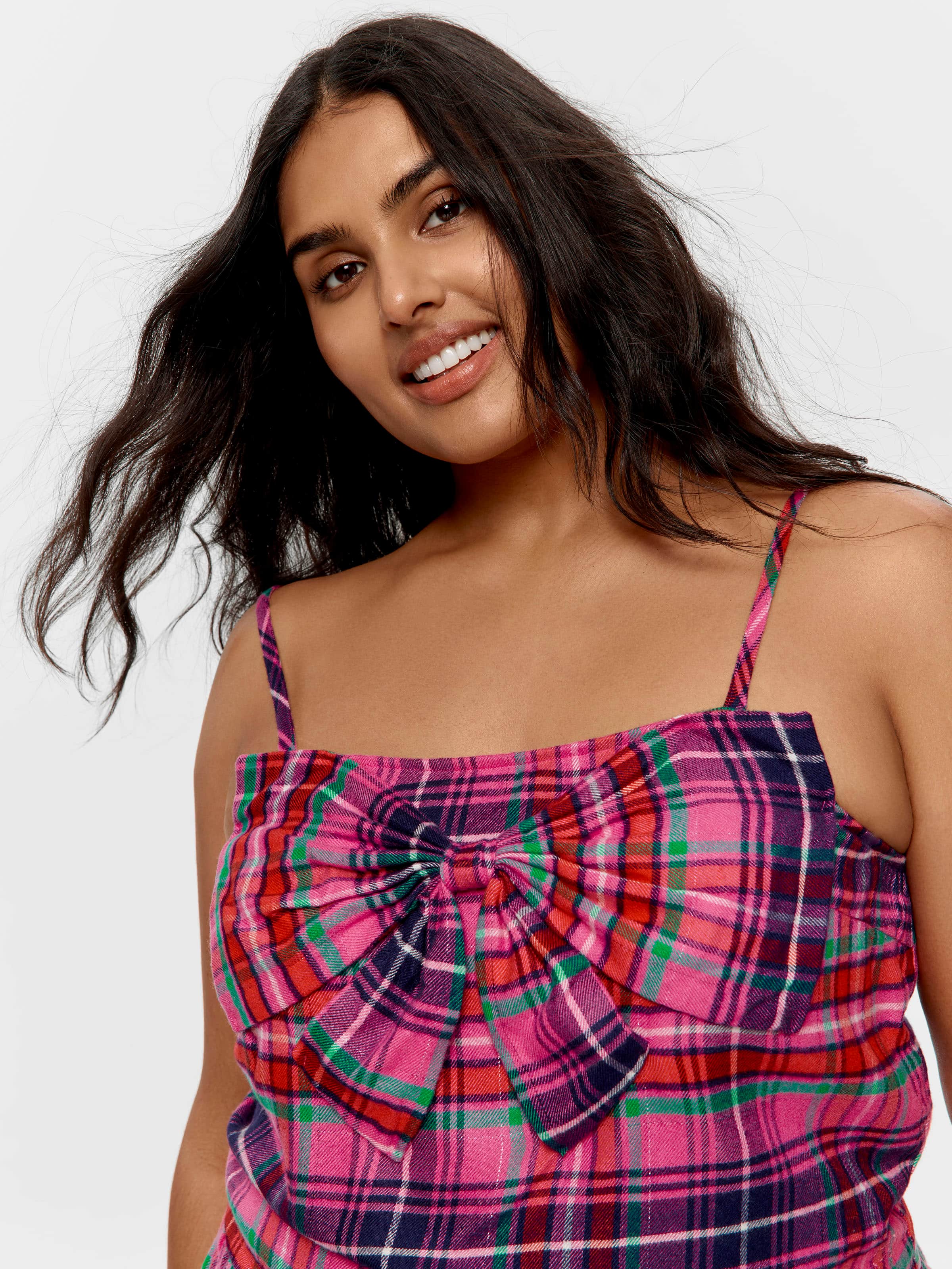 P.A. Plus Pink Check Bow Cami