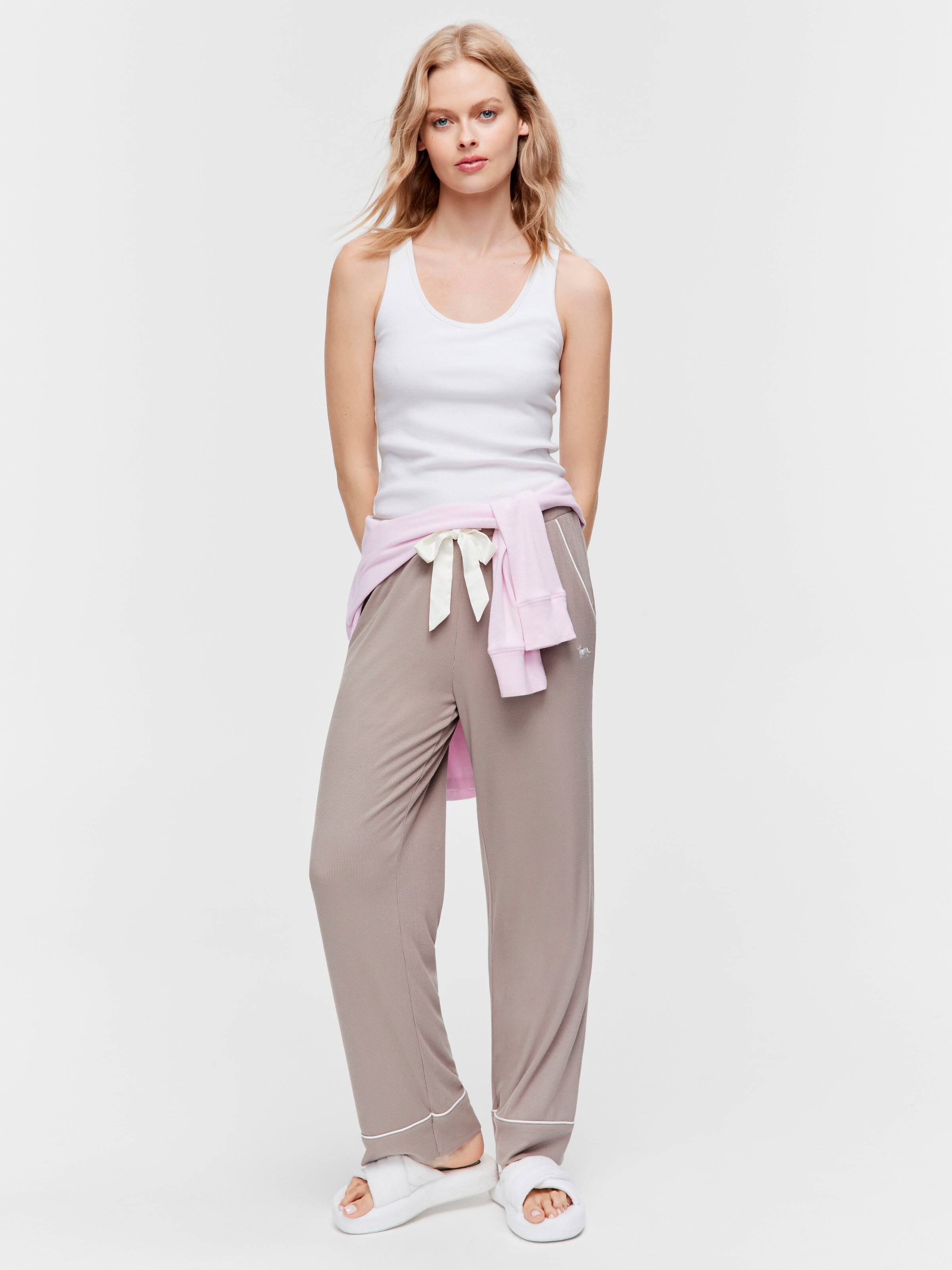 Stone Bamboo Rib Straight Leg Pj Pant