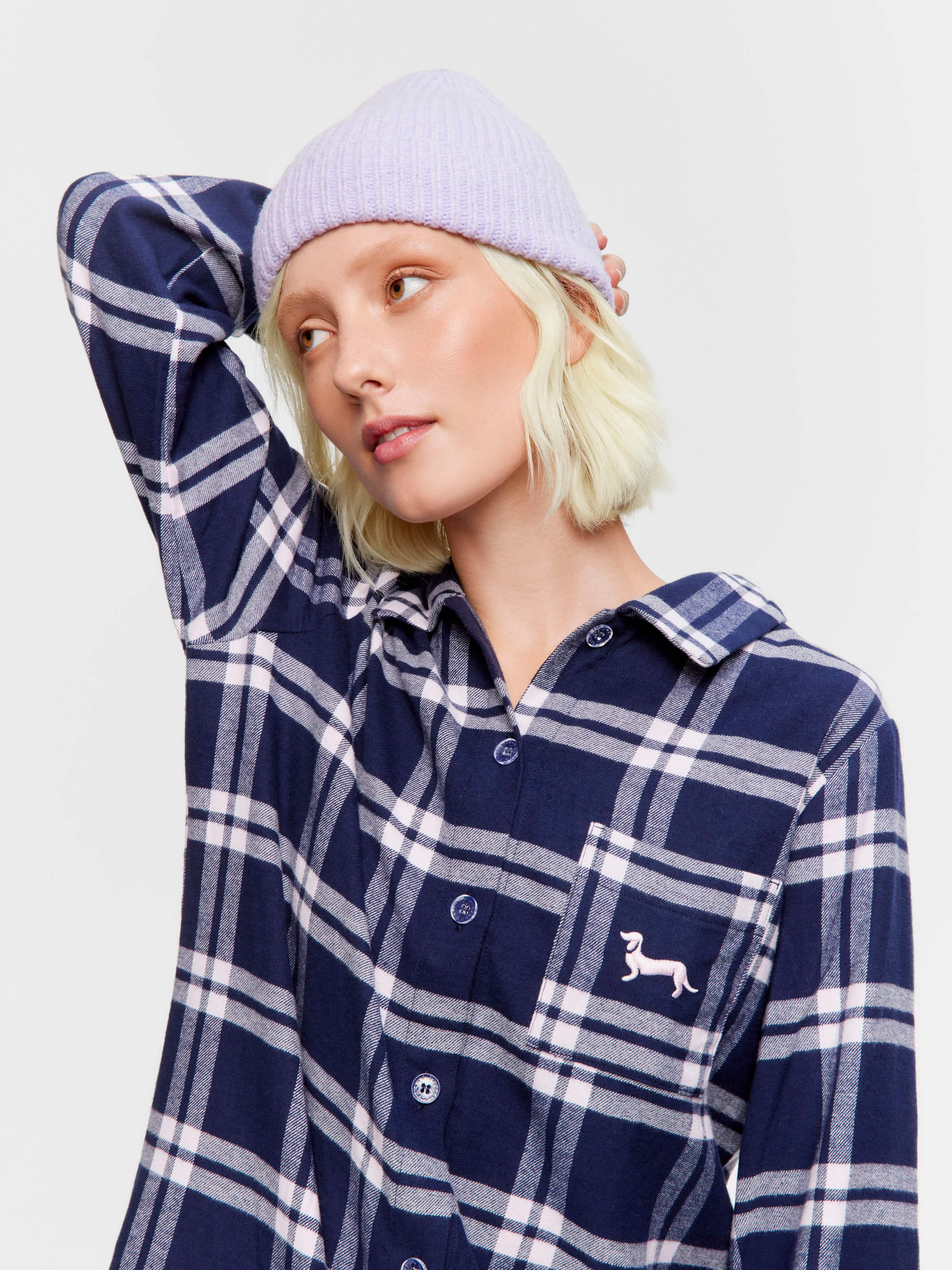 Navy Check Flannelette Nightshirt