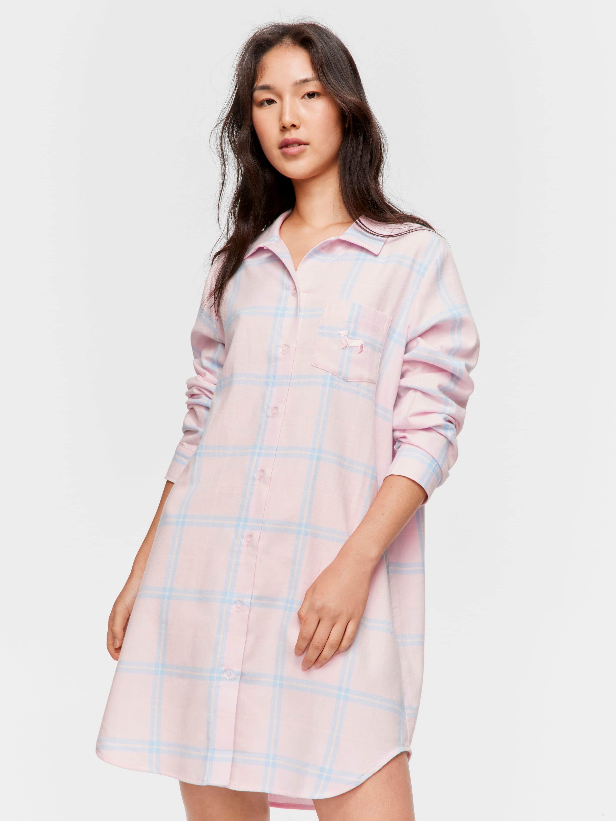 Pink Check Flannelette Nightshirt