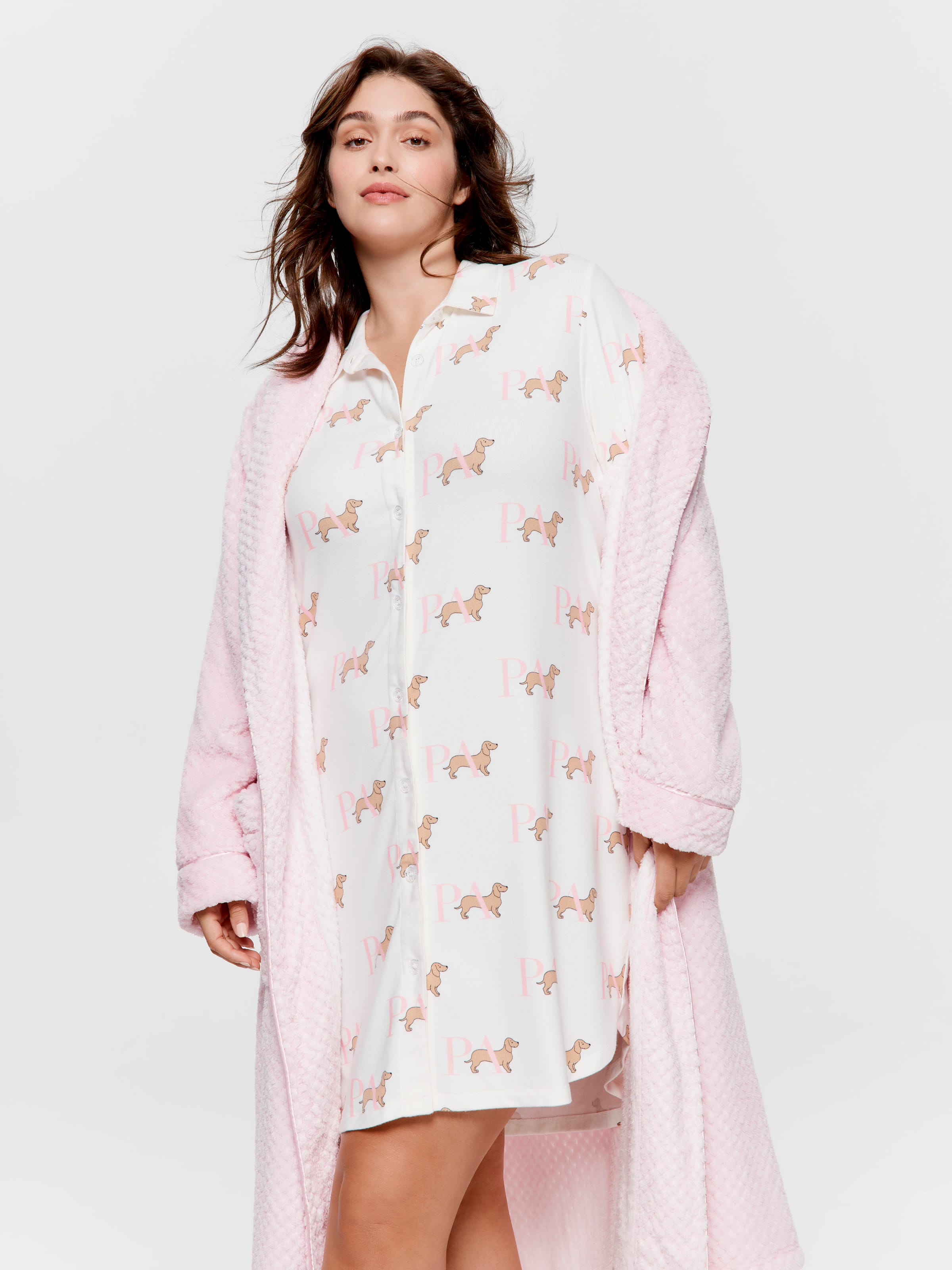 P.A. Plus Penny Short Sleeve Plush Nightshirt