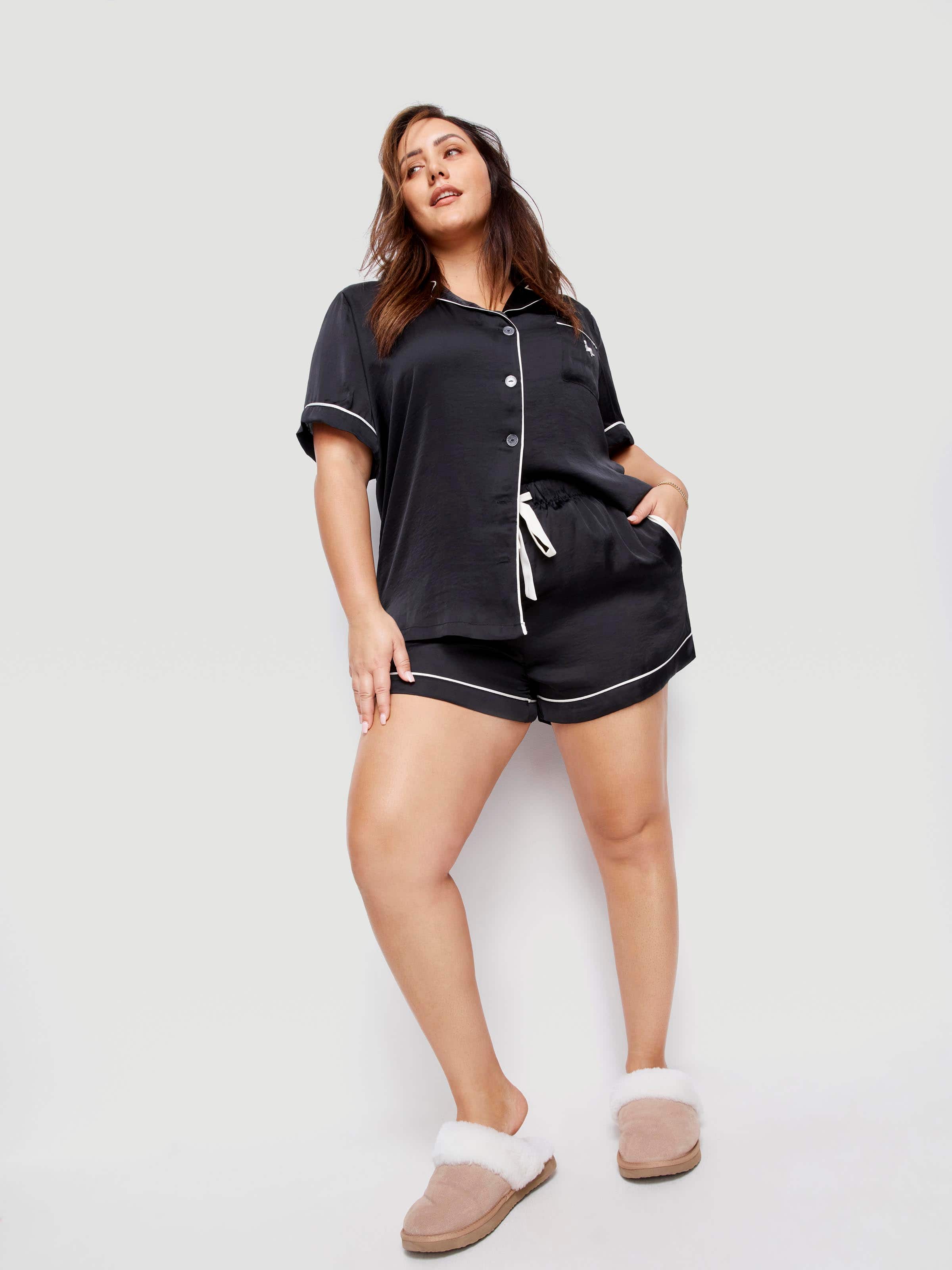 P.A. Plus Black Chic Satin Pj Set