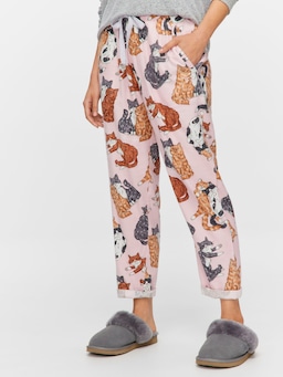 Cat Roll Up Bamboo Flanelette Pj Pant