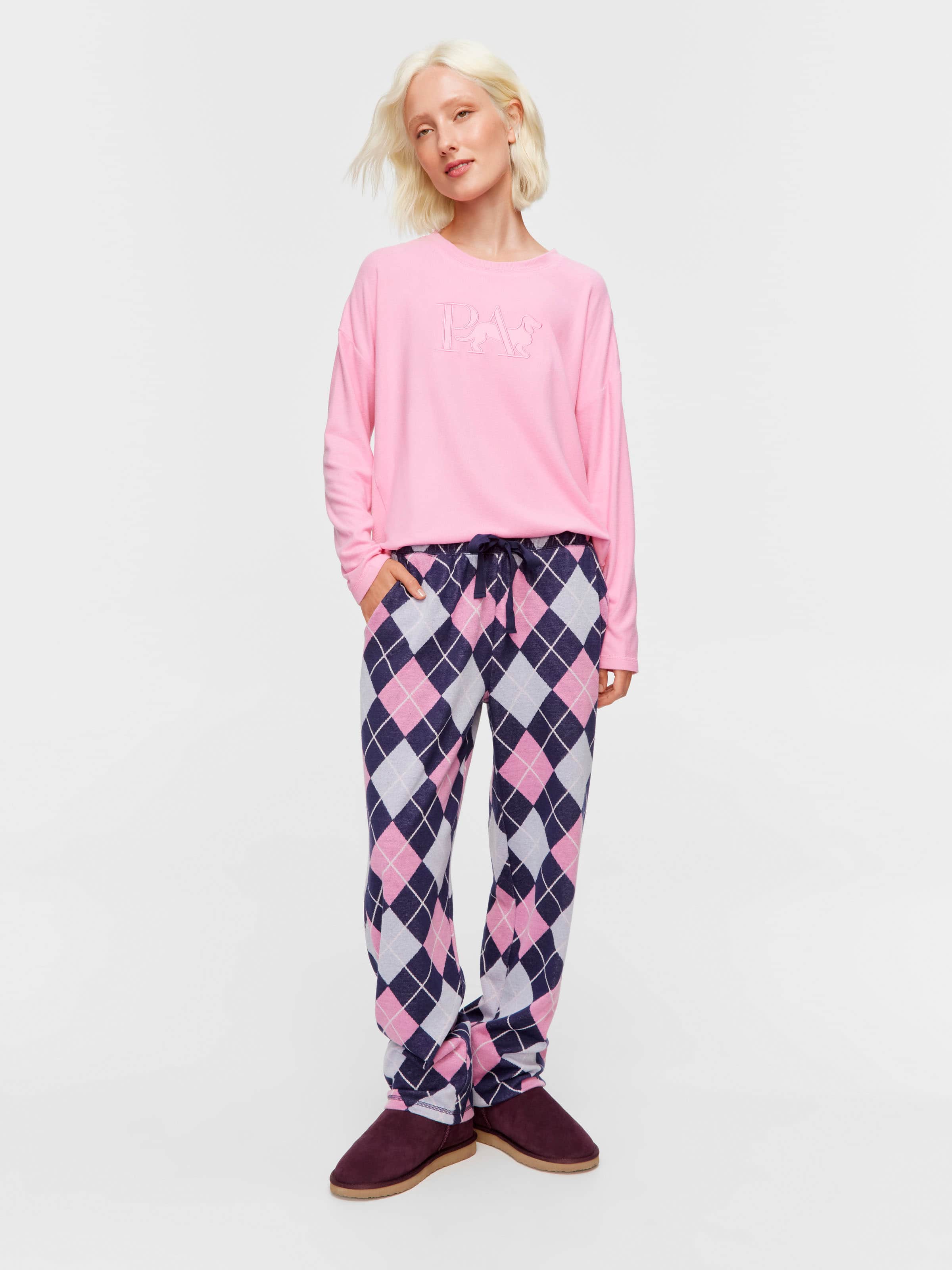 Argyle Straight Leg Pj Pant
