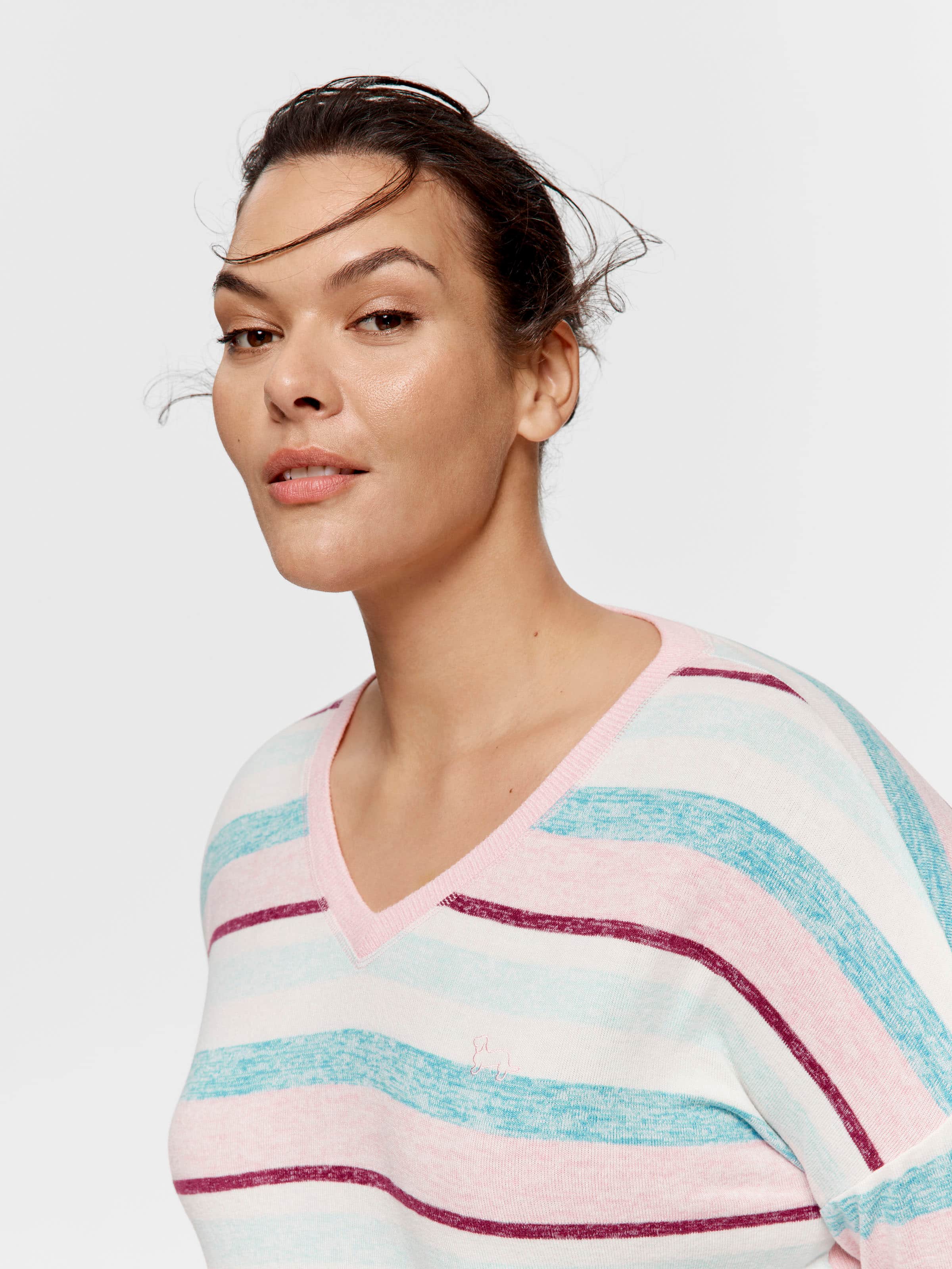 P.A. Plus Fuzzy Stripe Long Sleeve Top