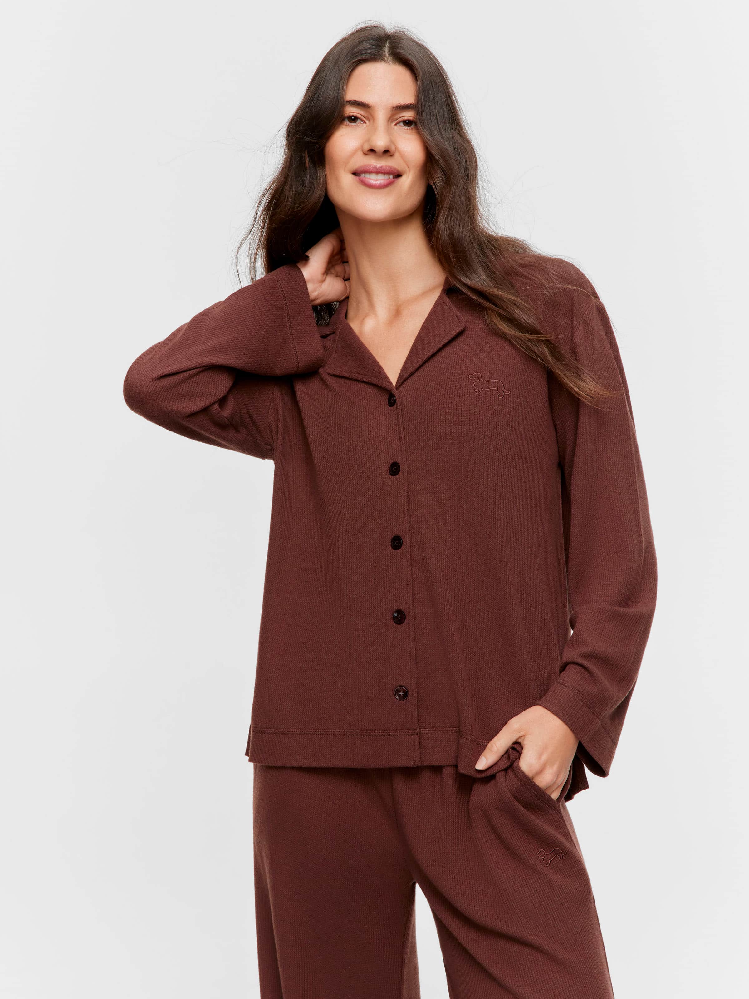 Chocolate Soft Waffle Long Sleeve Shirt