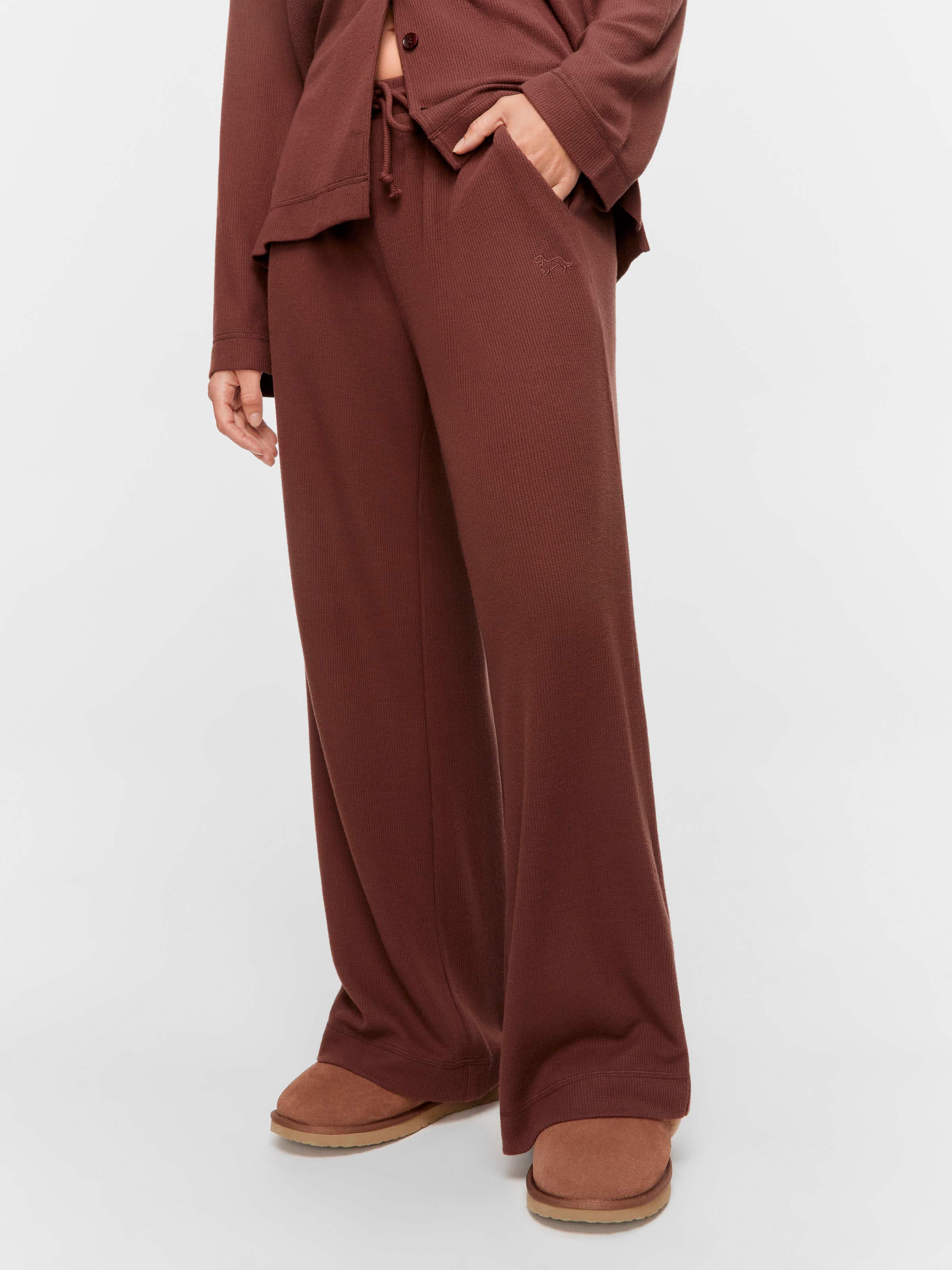 Chocolate Soft Waffle Straight Leg Long Pj Pant