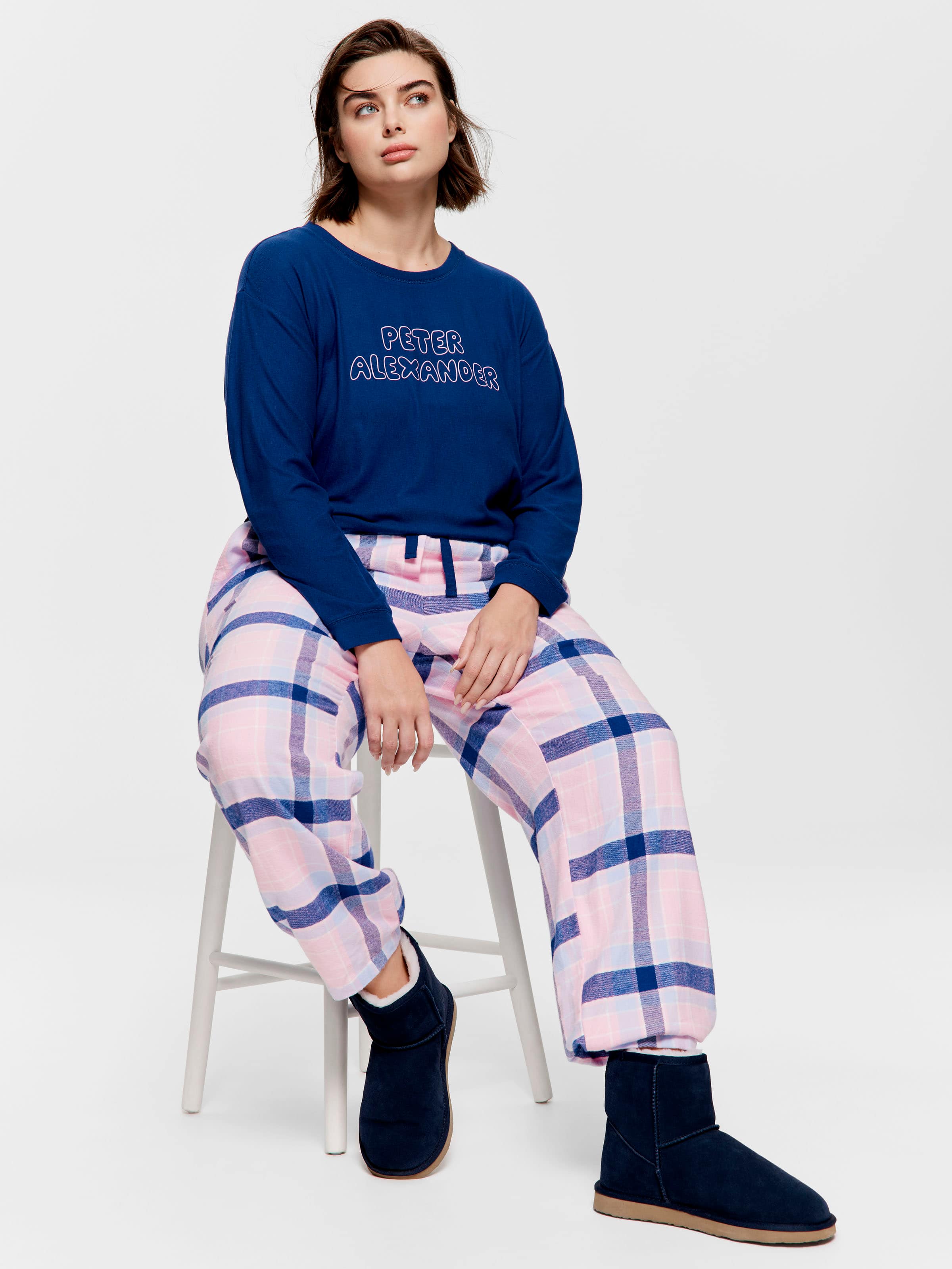 P.A. Plus Pink Check Tapered Flannelette Pj Pant