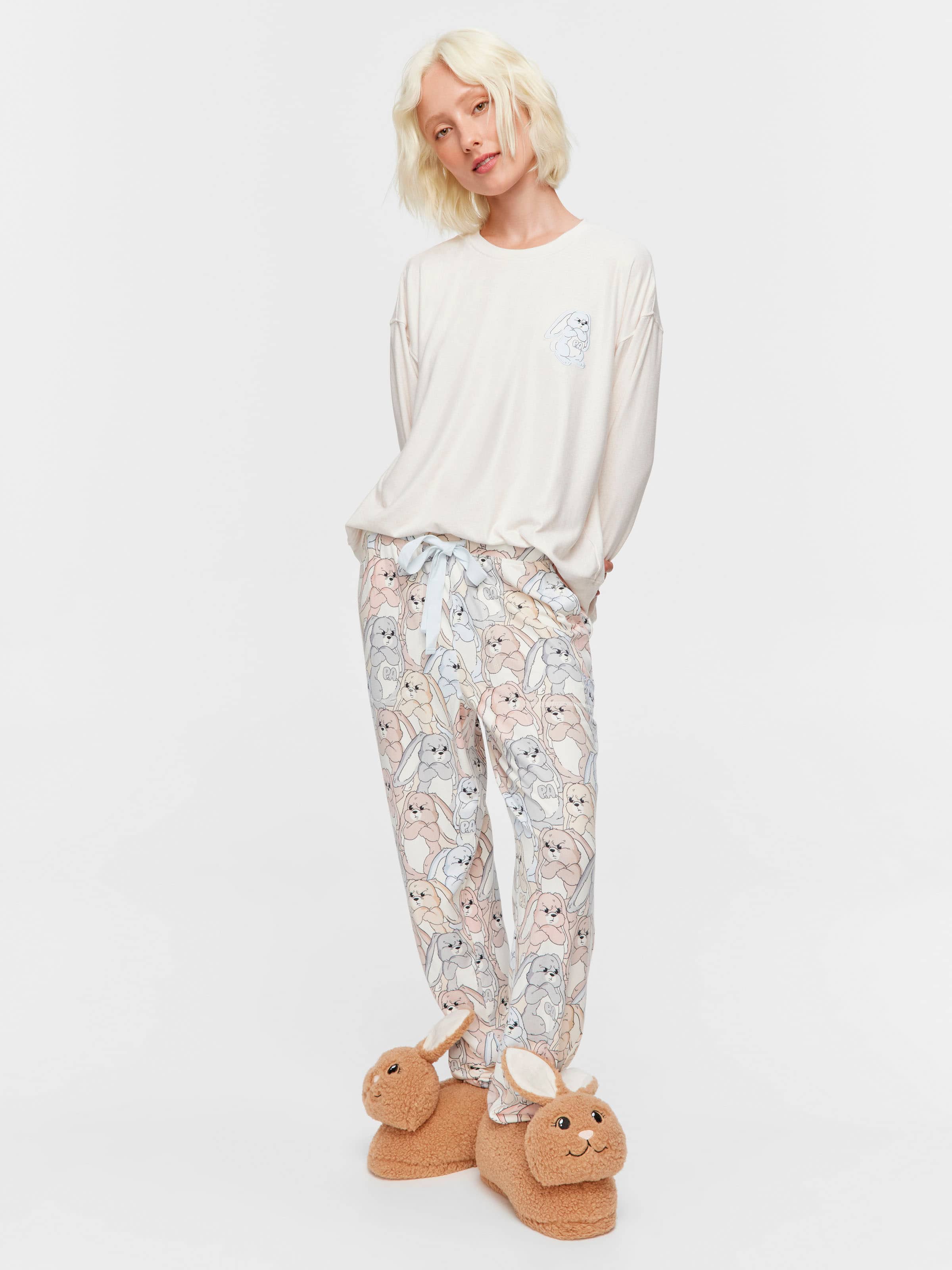 Grumpy Bunny Tapered Leg Plush Pj Pant