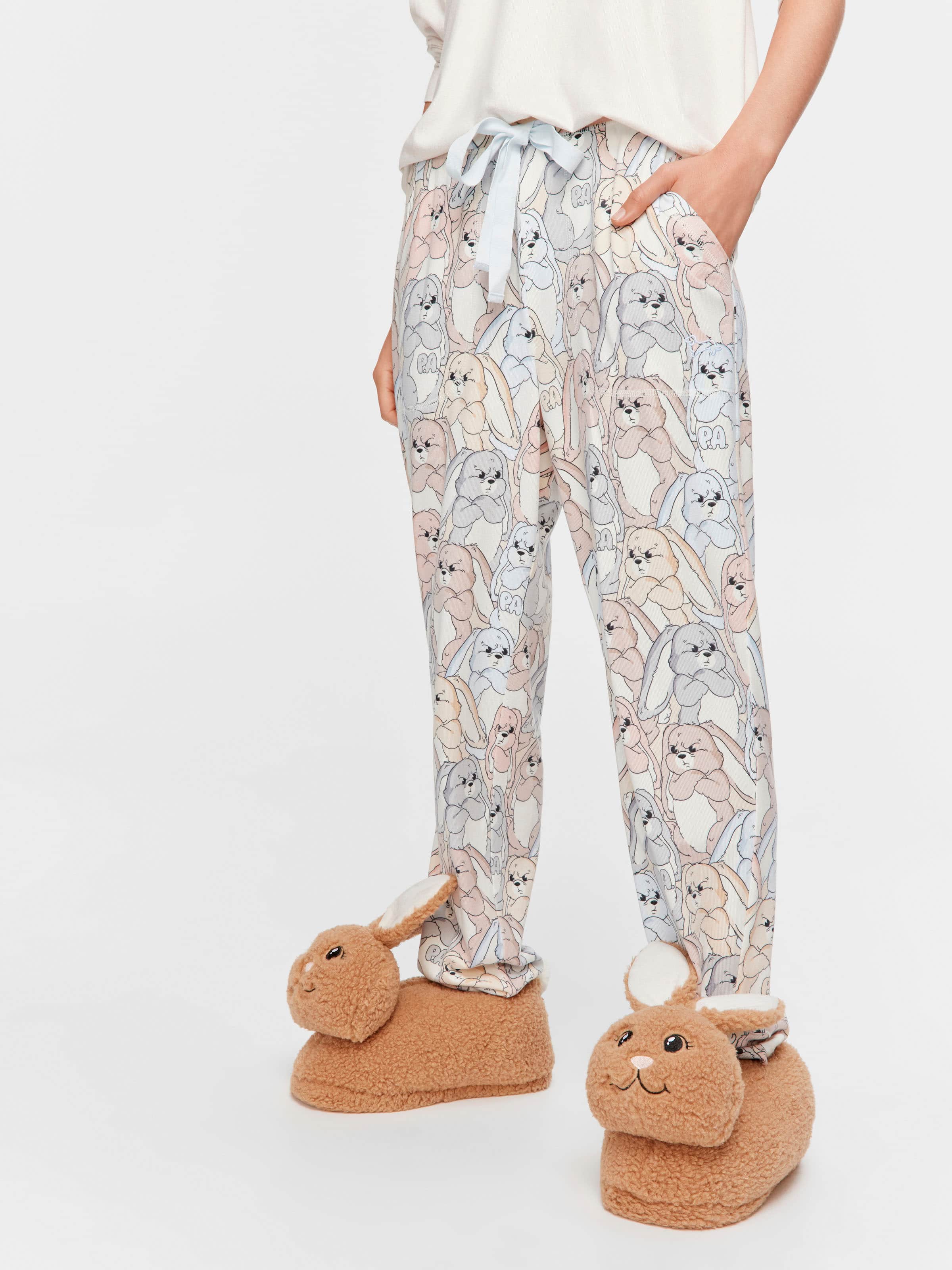 Grumpy Bunny Tapered Leg Plush Pj Pant