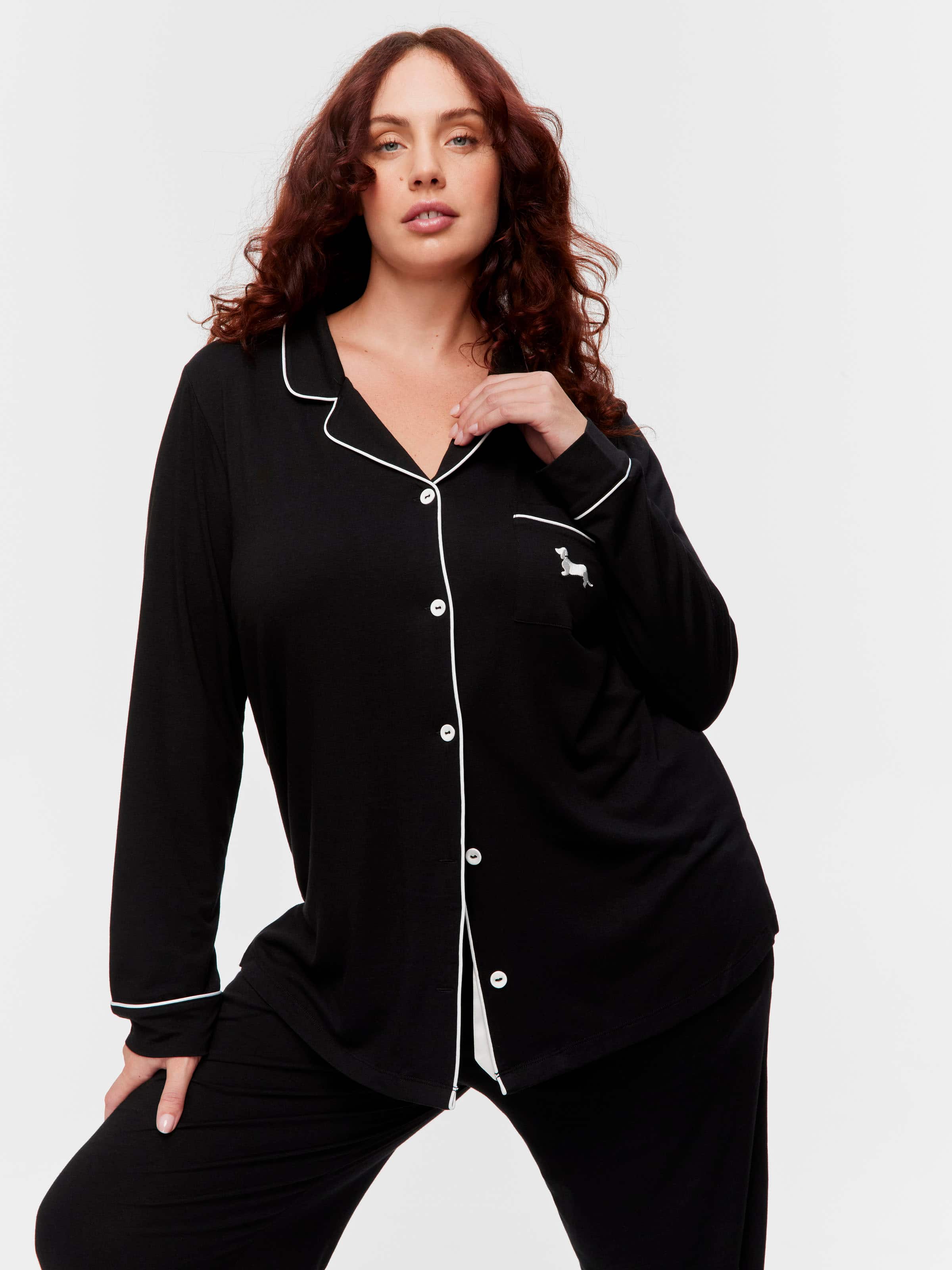 P.A. Plus Black Bamboo Long Pj Set