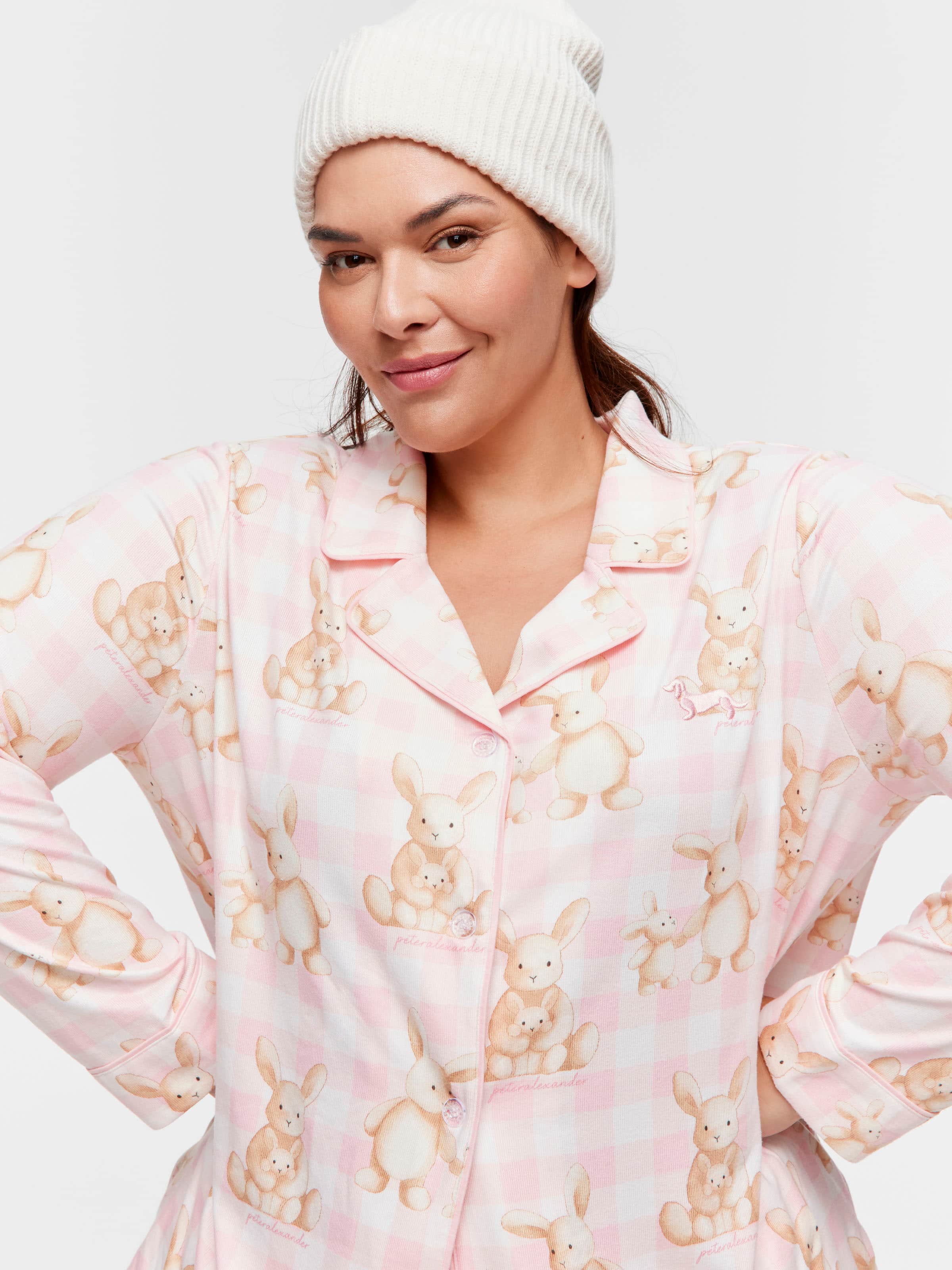 P.A. Plus Soft Bunny Plush Long Classic Pj Set