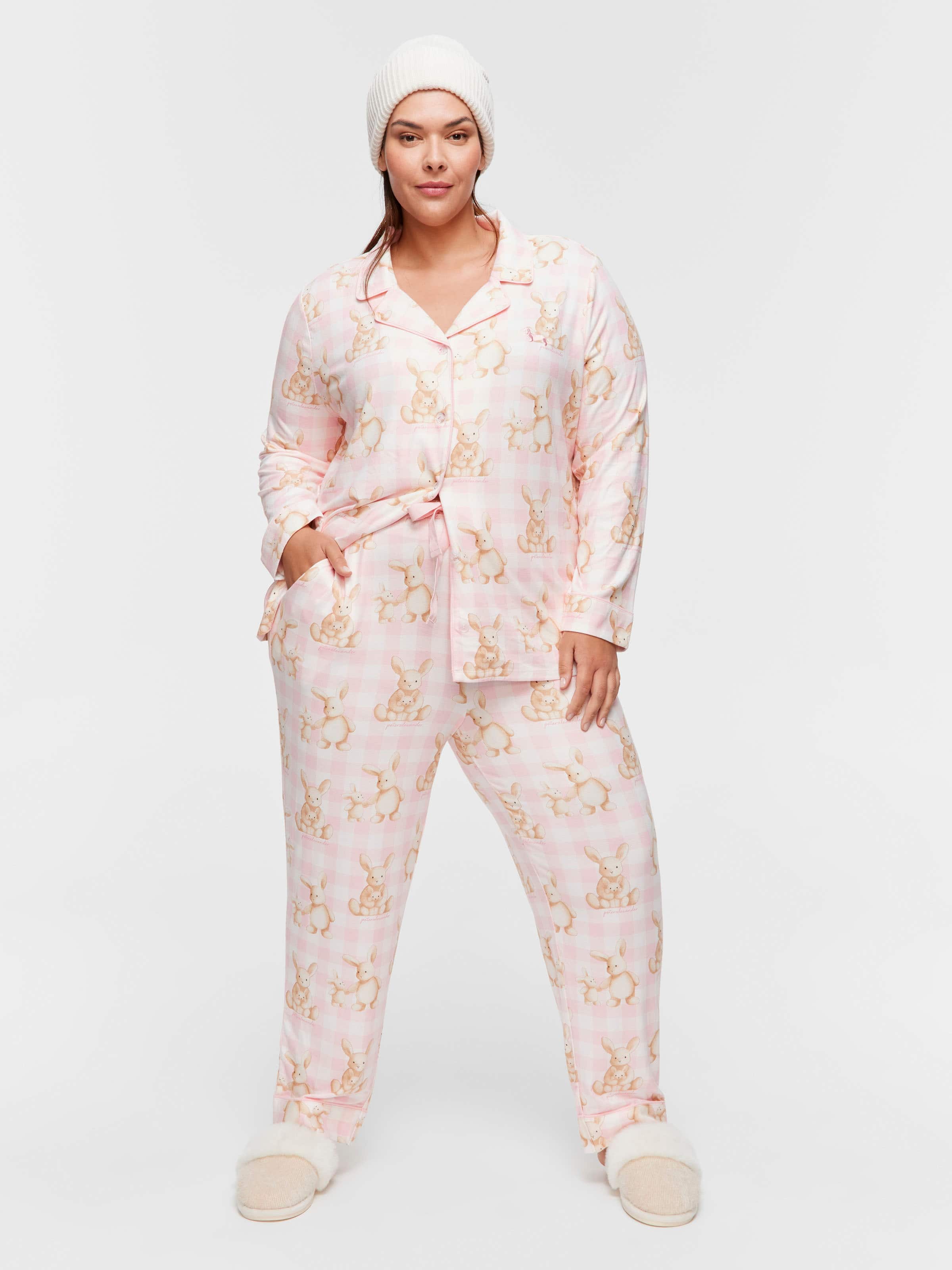 P.A. Plus Soft Bunny Plush Long Classic Pj Set