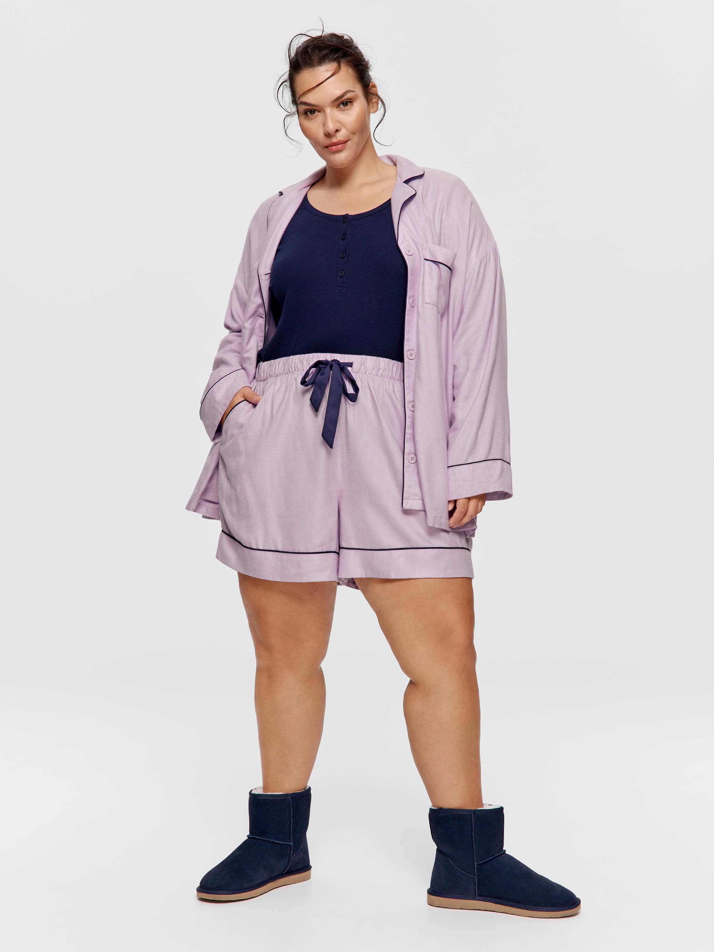 P.A. Plus Lilac Marle Flannelette Mid Short