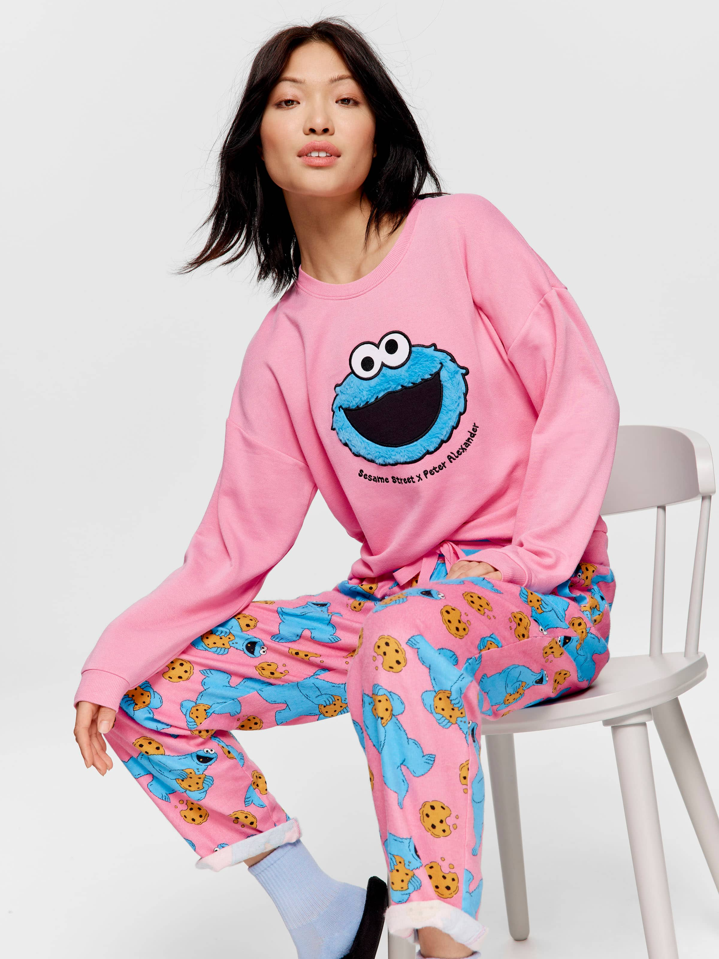 Cookie Monster Roll Up Bamboo Flannelette Pj Pant