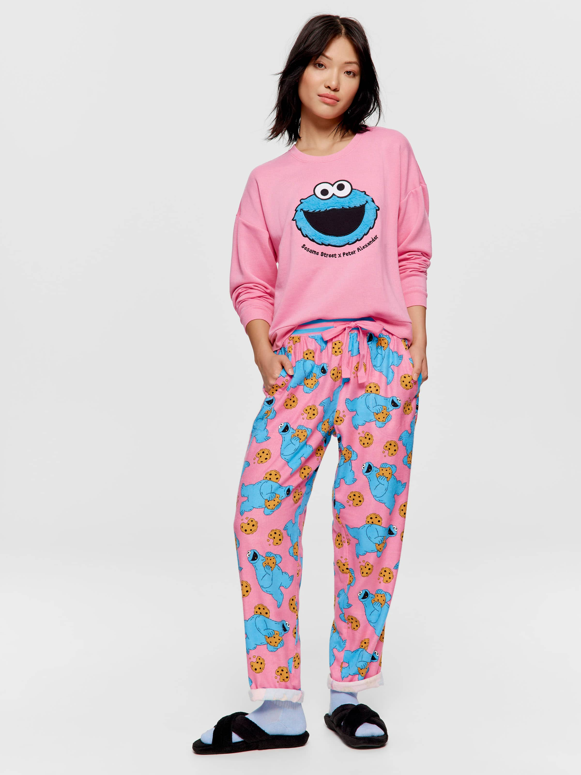 Cookie Monster Roll Up Bamboo Flannelette Pj Pant