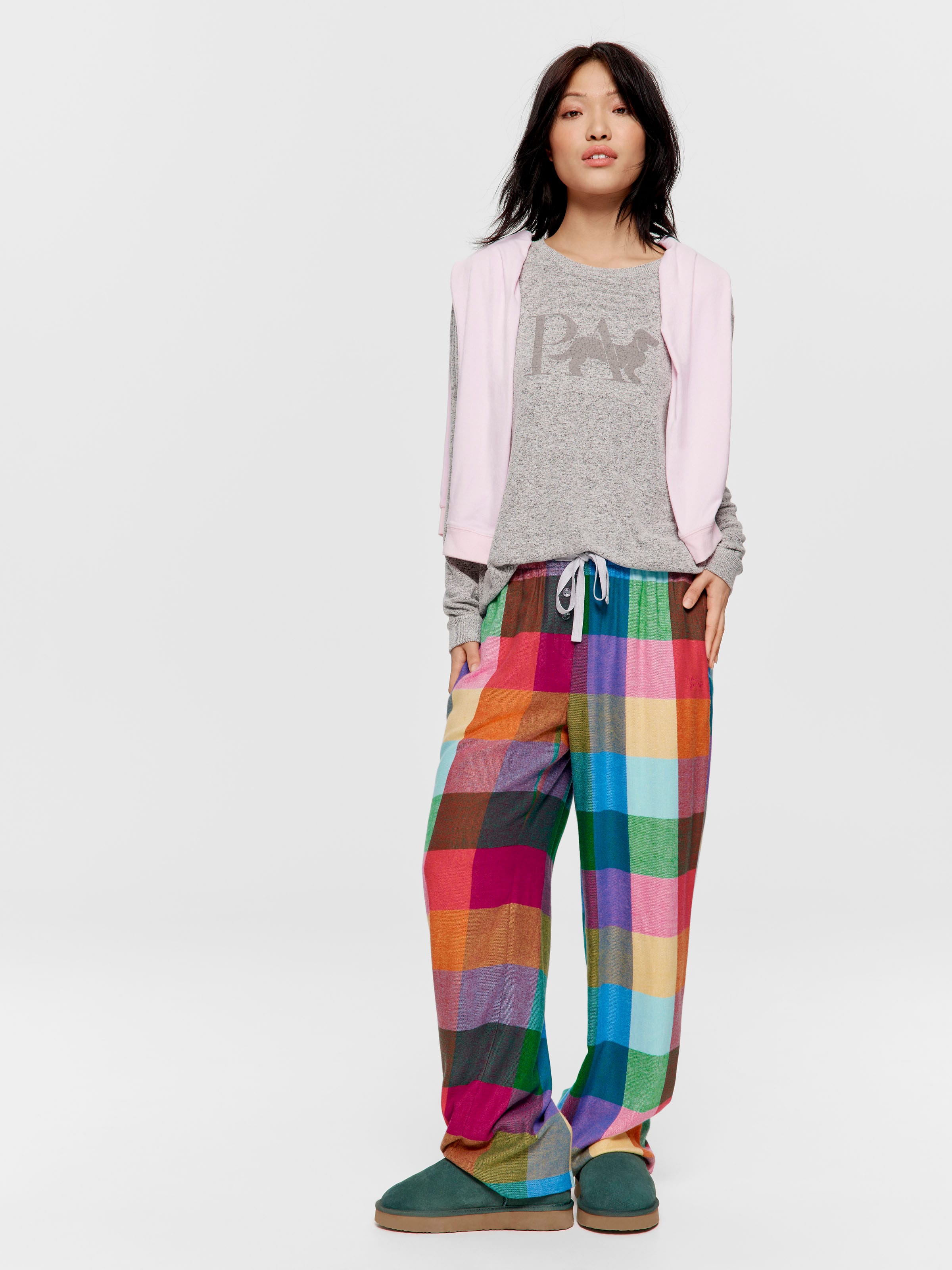 Bright Check Bamboo Flannelette Pj Pant