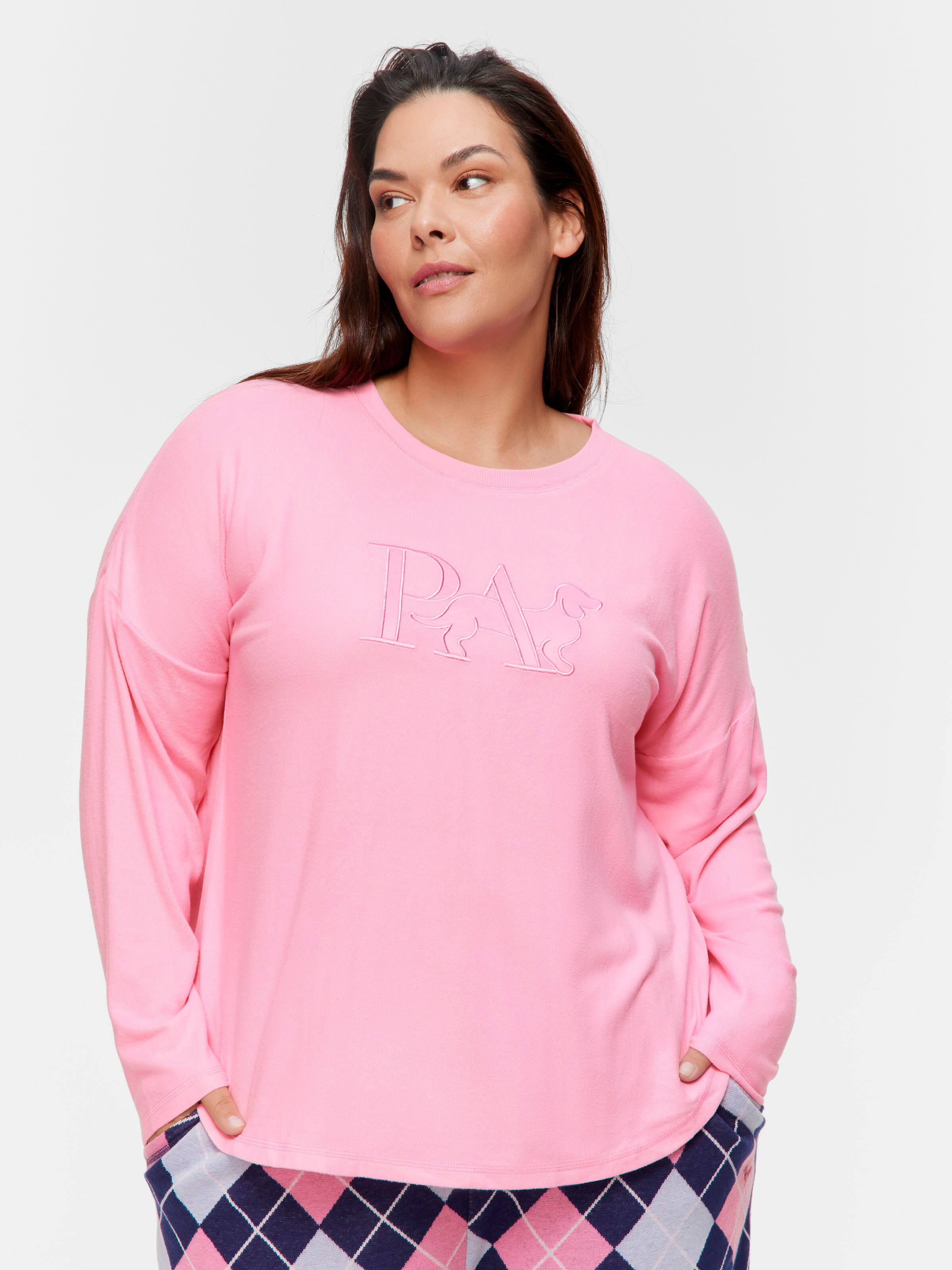 P.A. Plus Pink Plush Logo Sweater