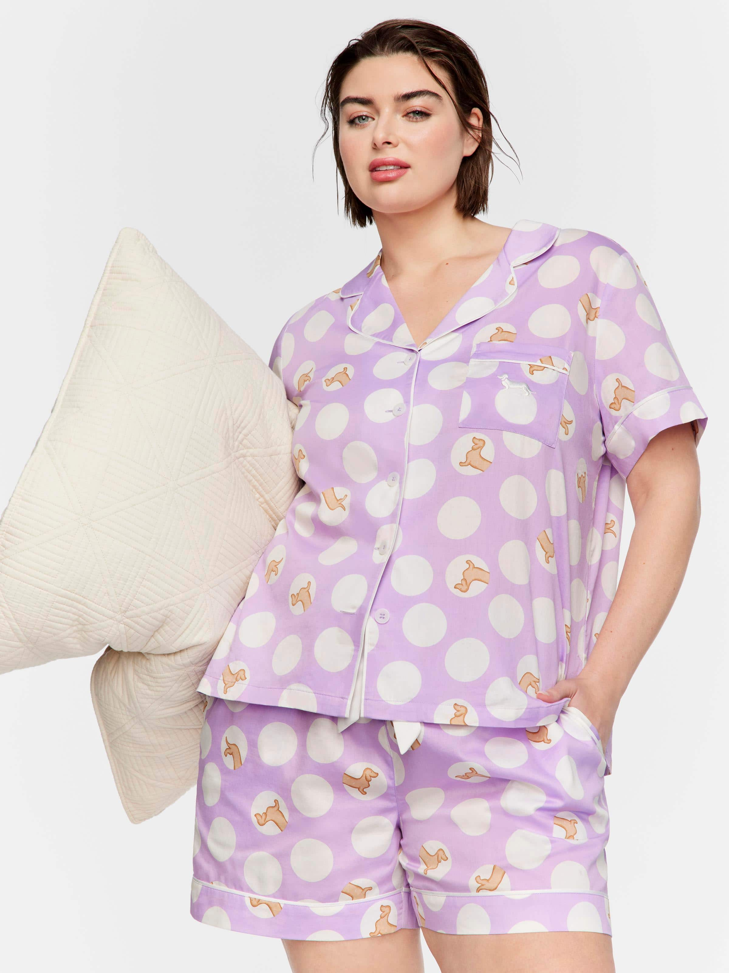 P.A. Plus Lilac Penny Spot Shortie Pj Set