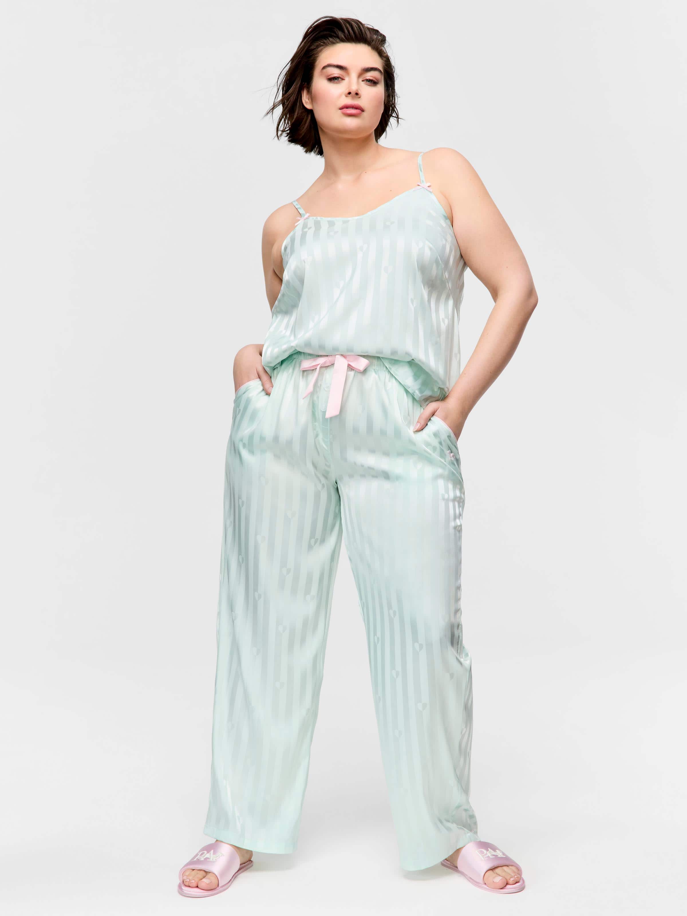 P.A. Plus Mint Satin Classic Pj Pant