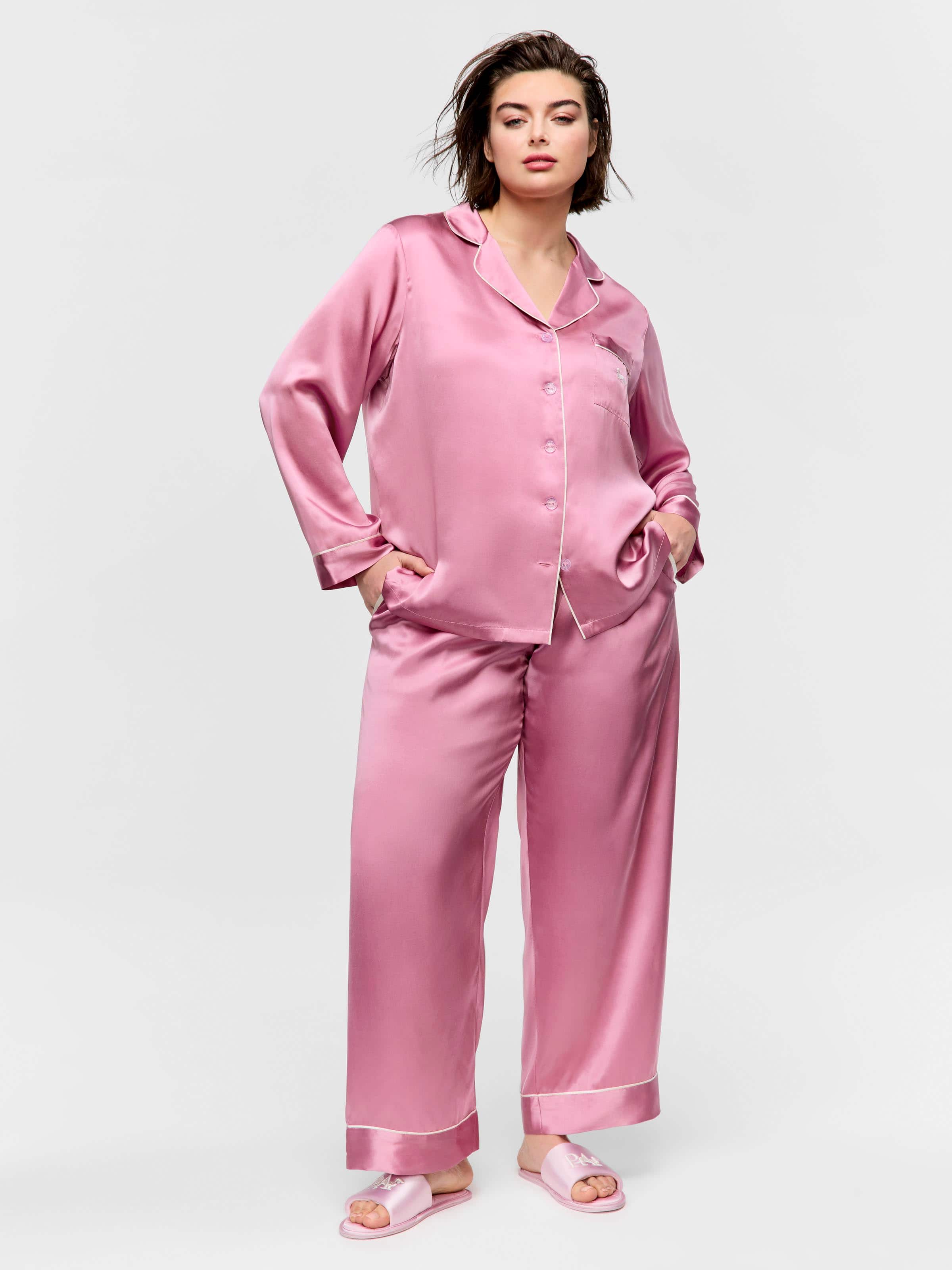 P.A. Plus Mauve Mulberry Silk Pj Set
