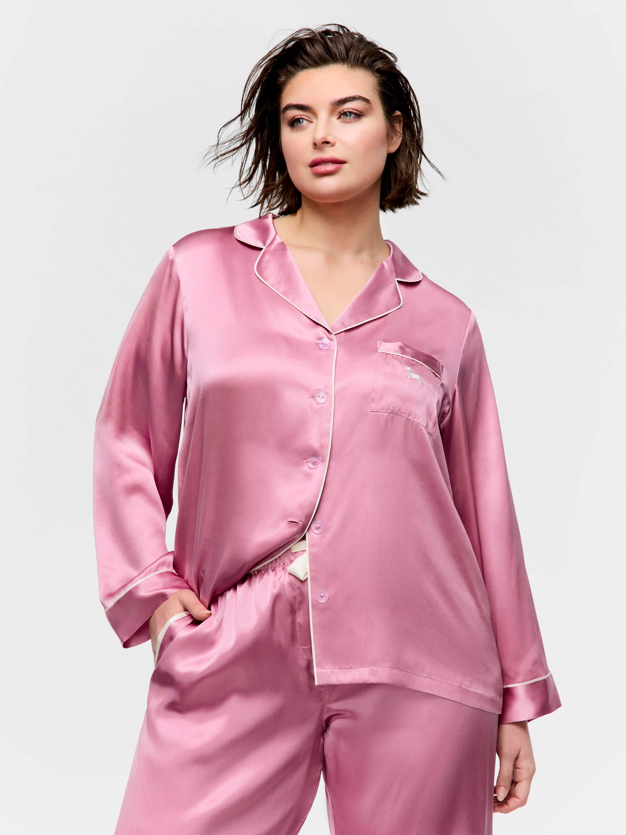 P.A. Plus Mauve Mulberry Silk Pj Set