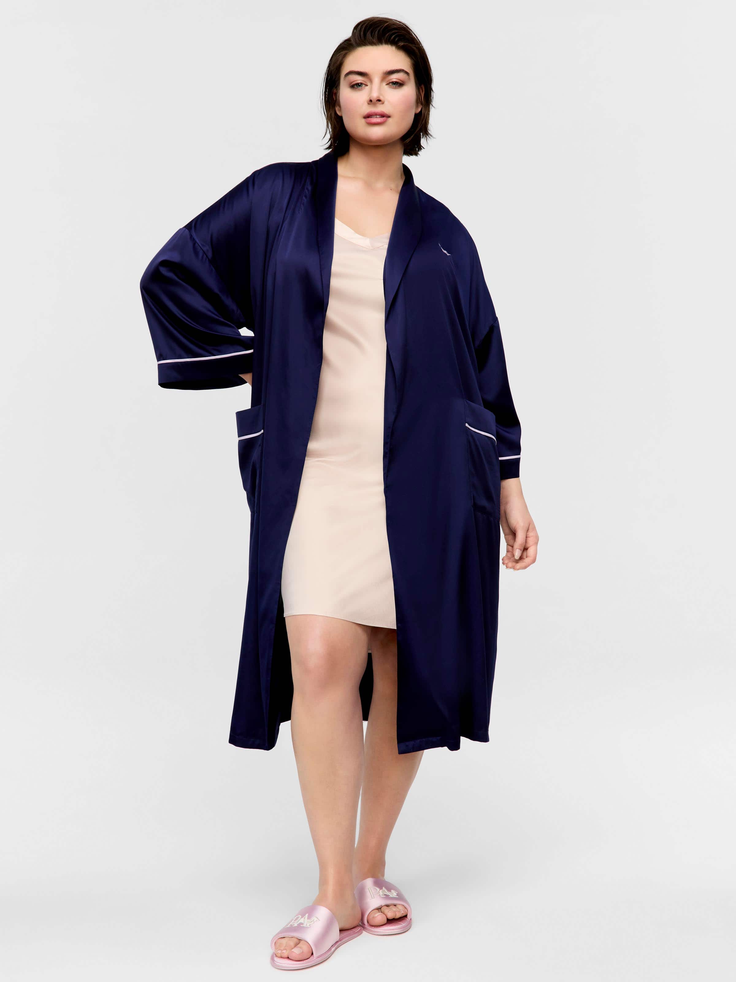 P.A. Plus Long Navy Satin Gown