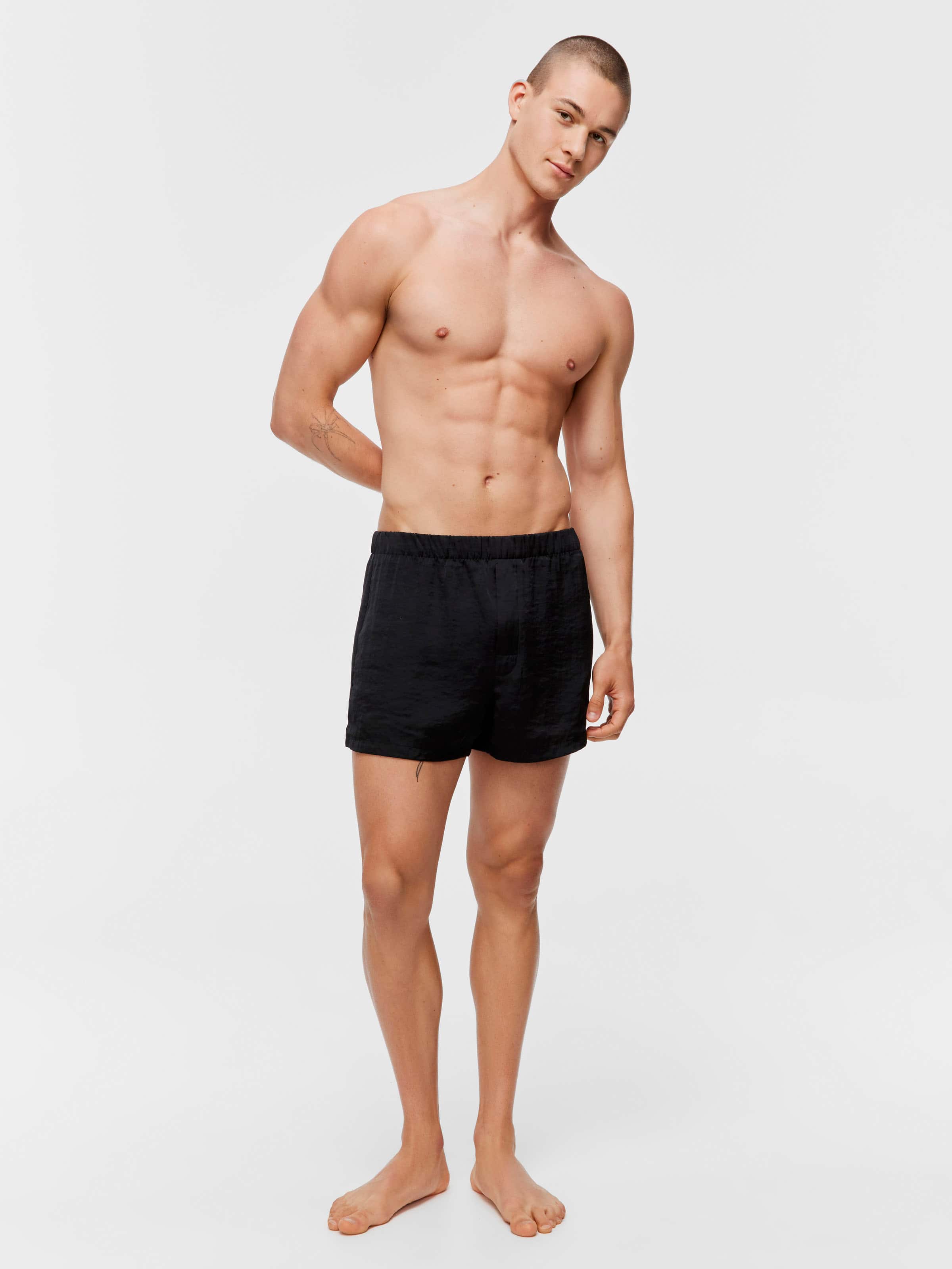 Black Satin Boxer Short