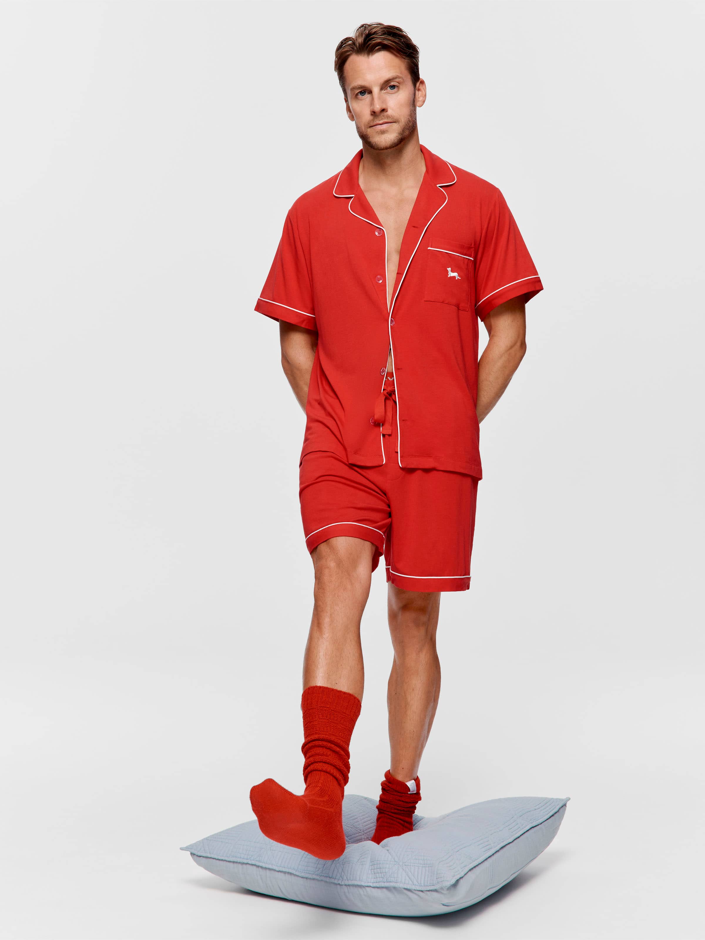 Red Bamboo Short Sleeve Set