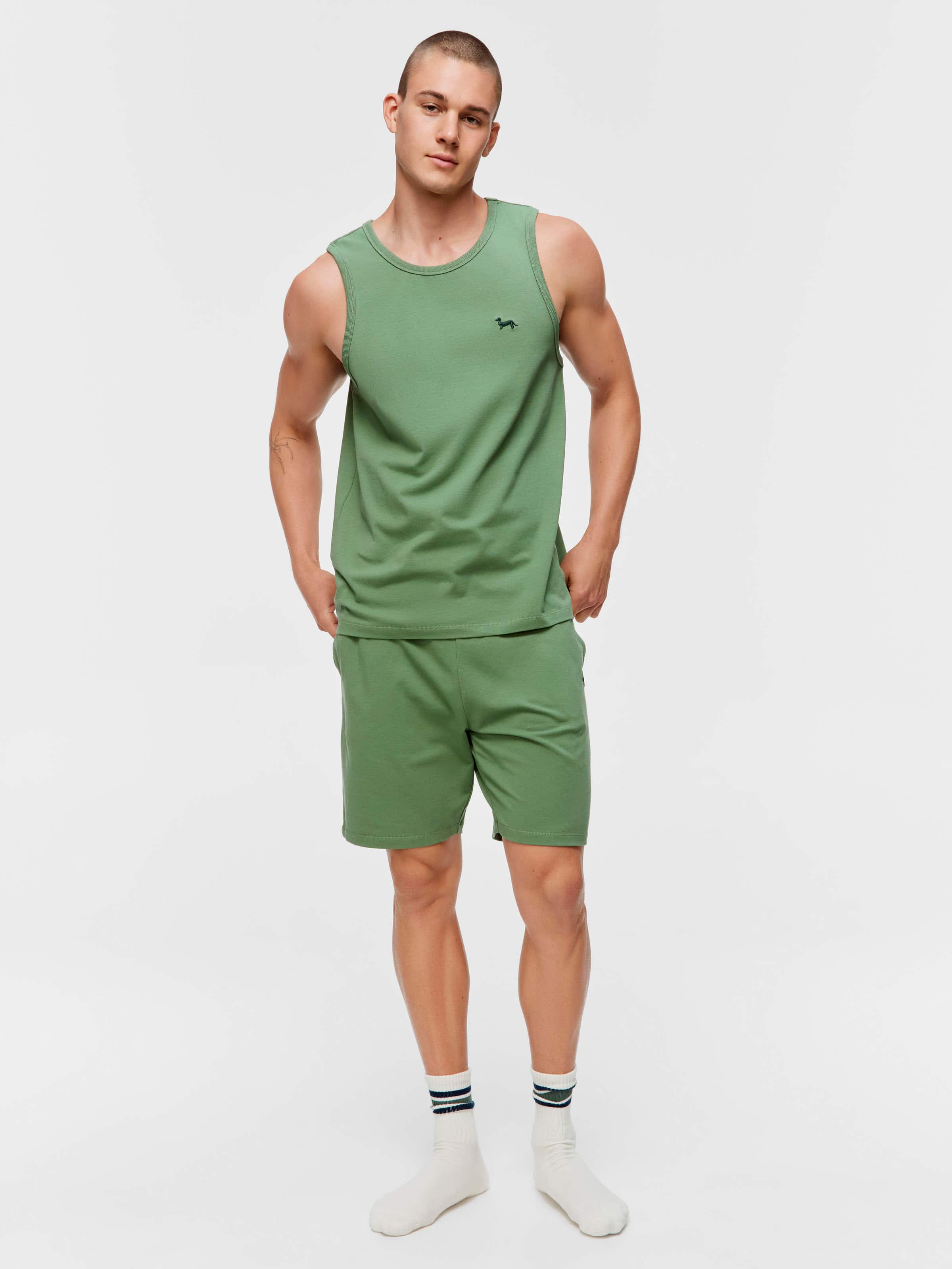 Green Boxy Sleeveless Tee