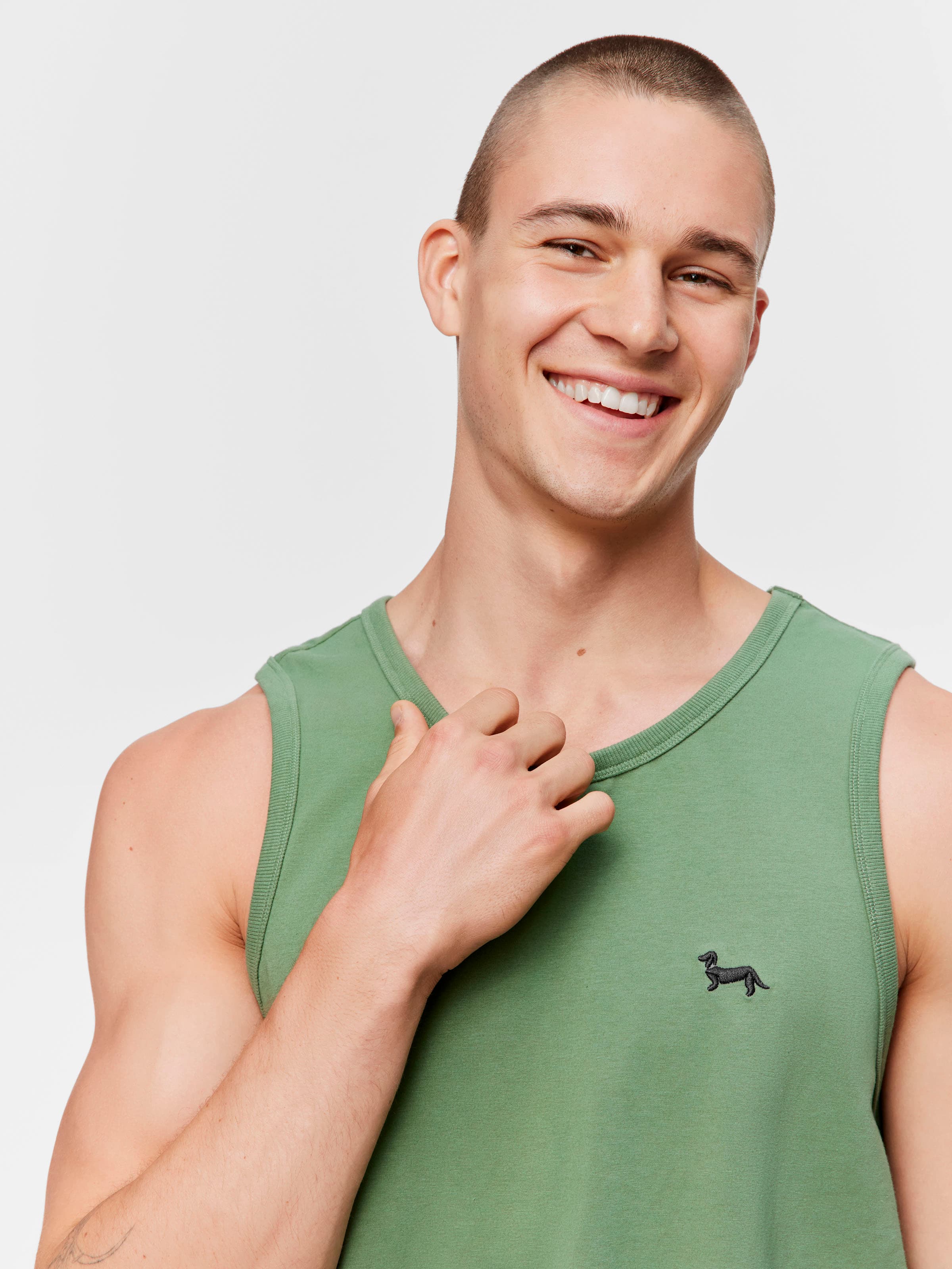 Green Boxy Sleeveless Tee