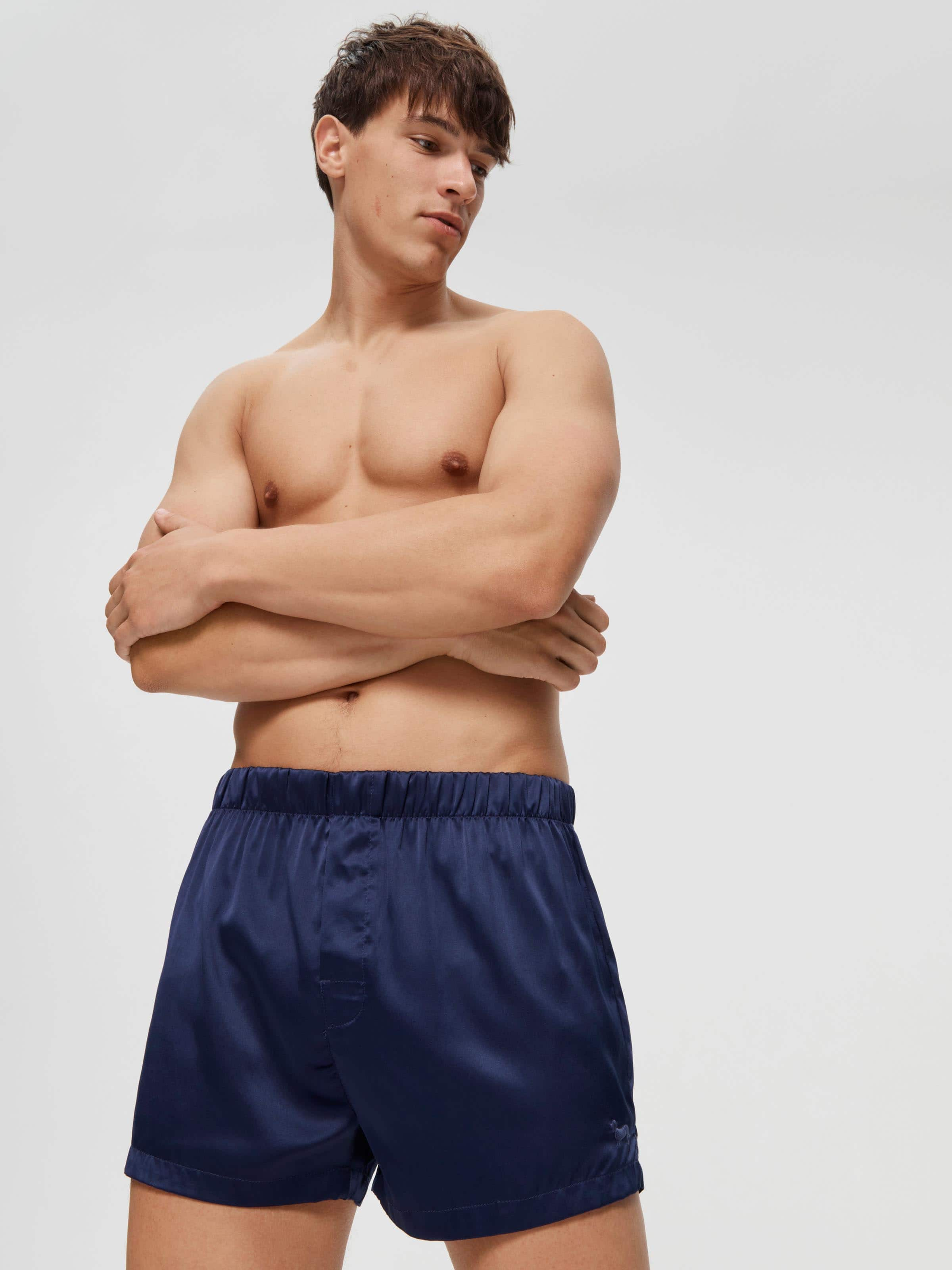 Navy best sale satin shorts