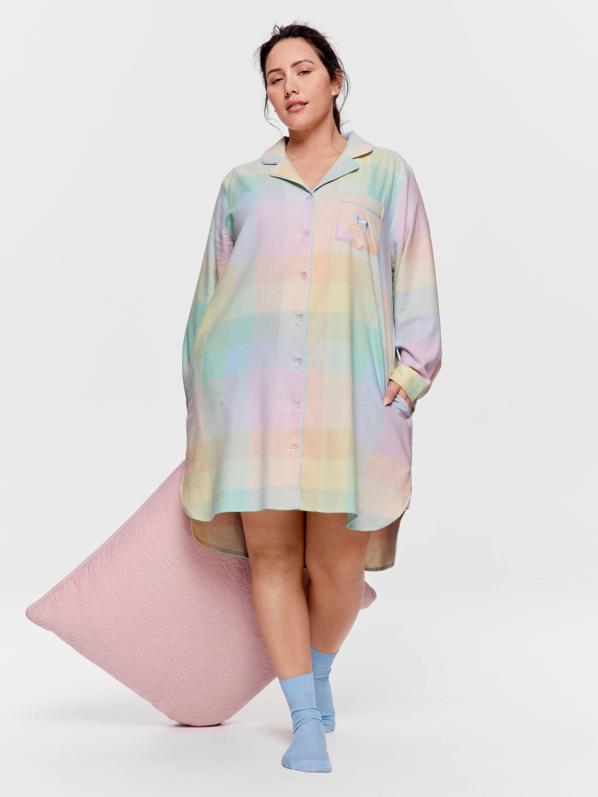 P.A. Plus Rainbow Check Flannelette Nightshirt