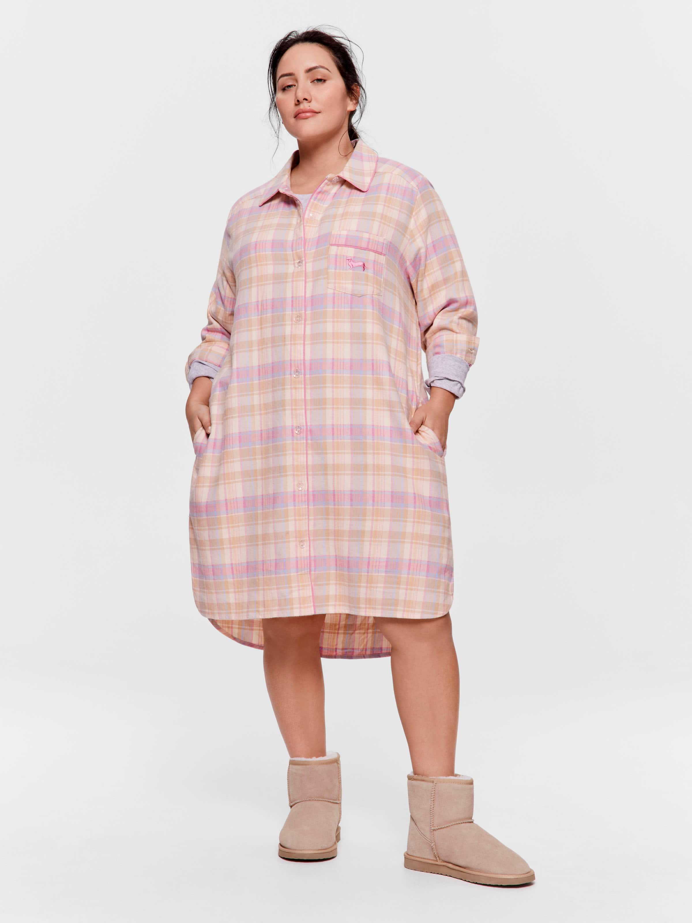 P.A. Plus Toffee Check Flannelette Nightshirt