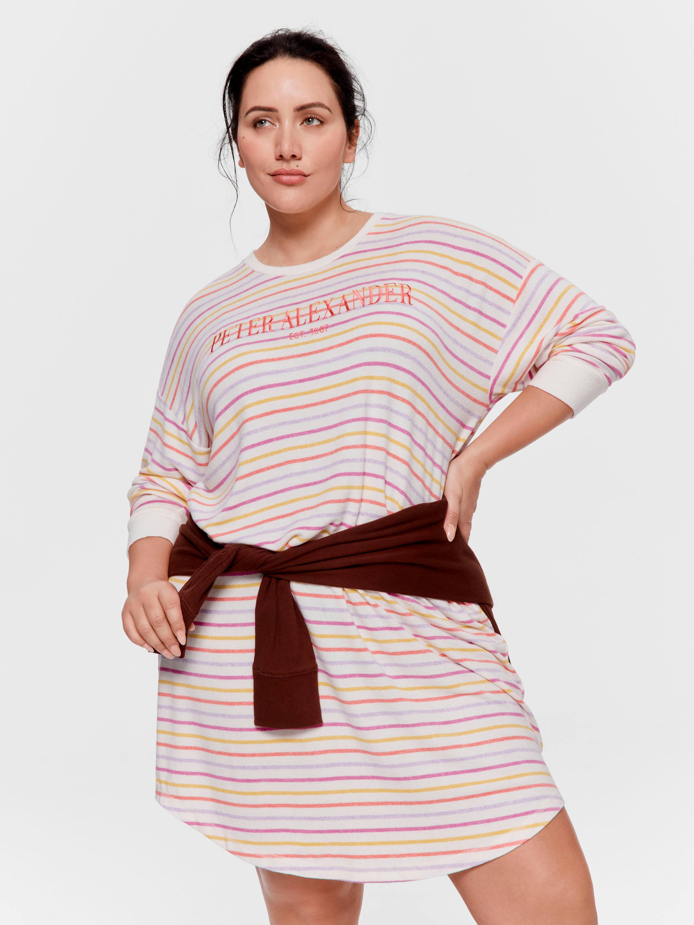 P.A. Plus Fuzzy Colourful Stripe Long Sleeve Nightie