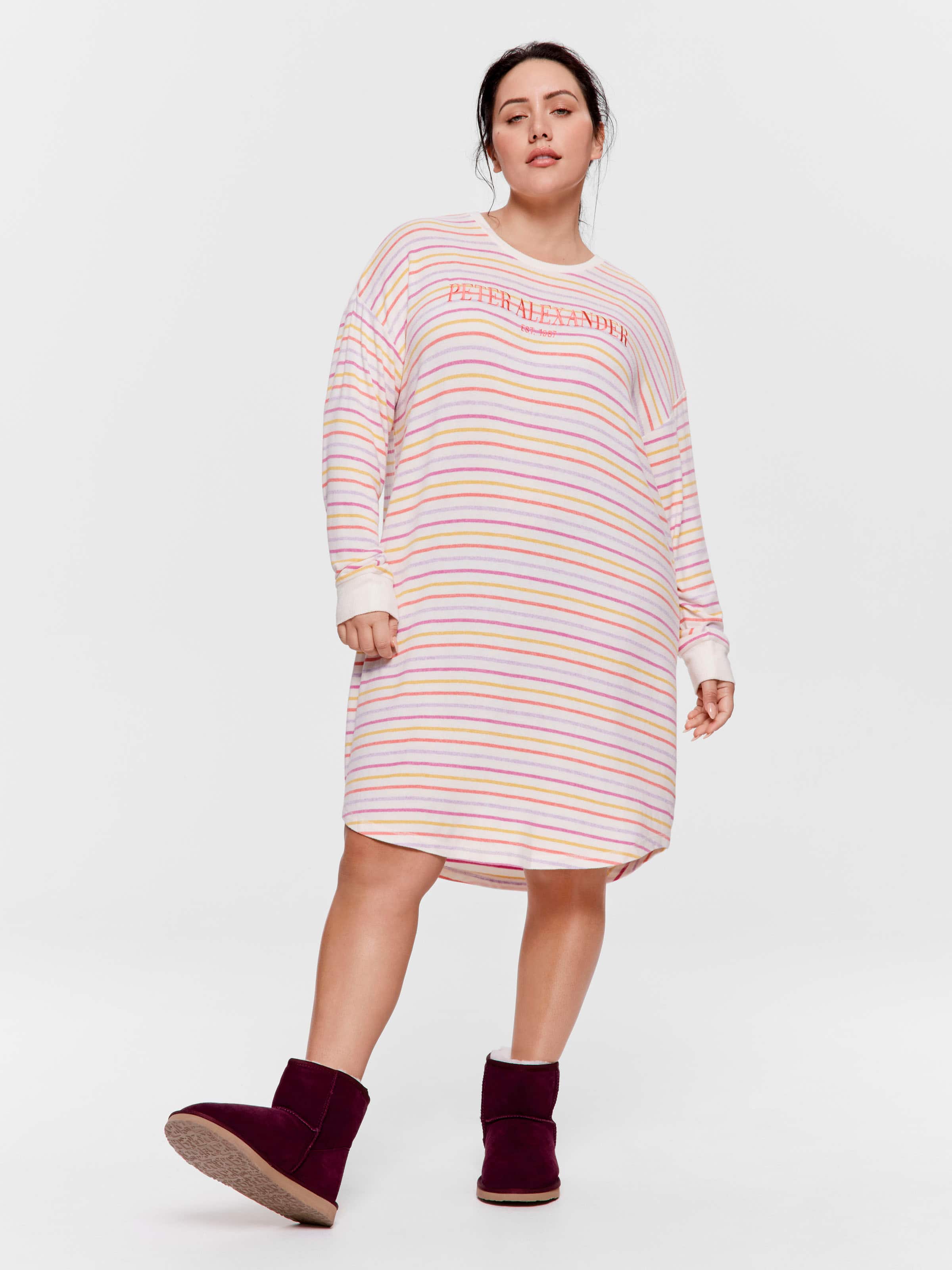 P.A. Plus Fuzzy Colourful Stripe Long Sleeve Nightie