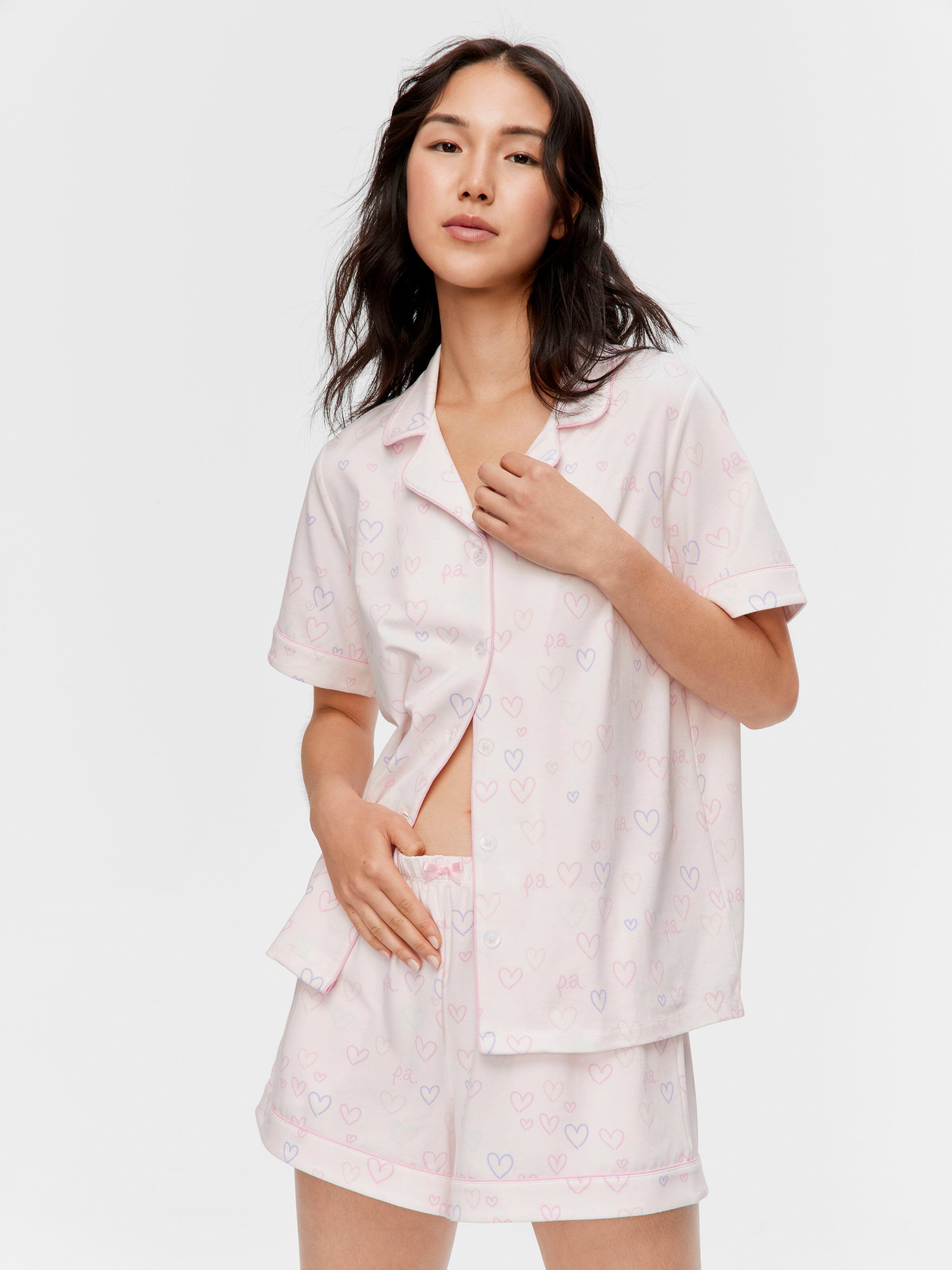 Pastel Hearts Shortie Pj Set
