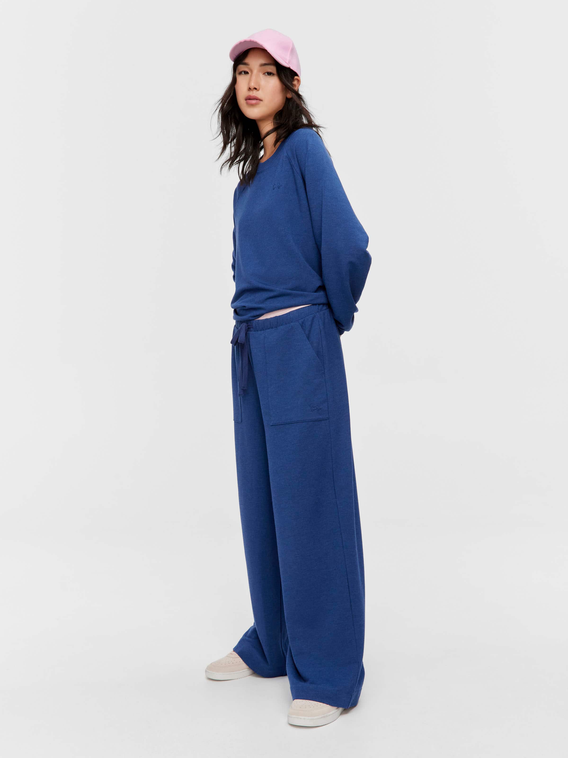 Navy Track Wide Leg Pj Pant