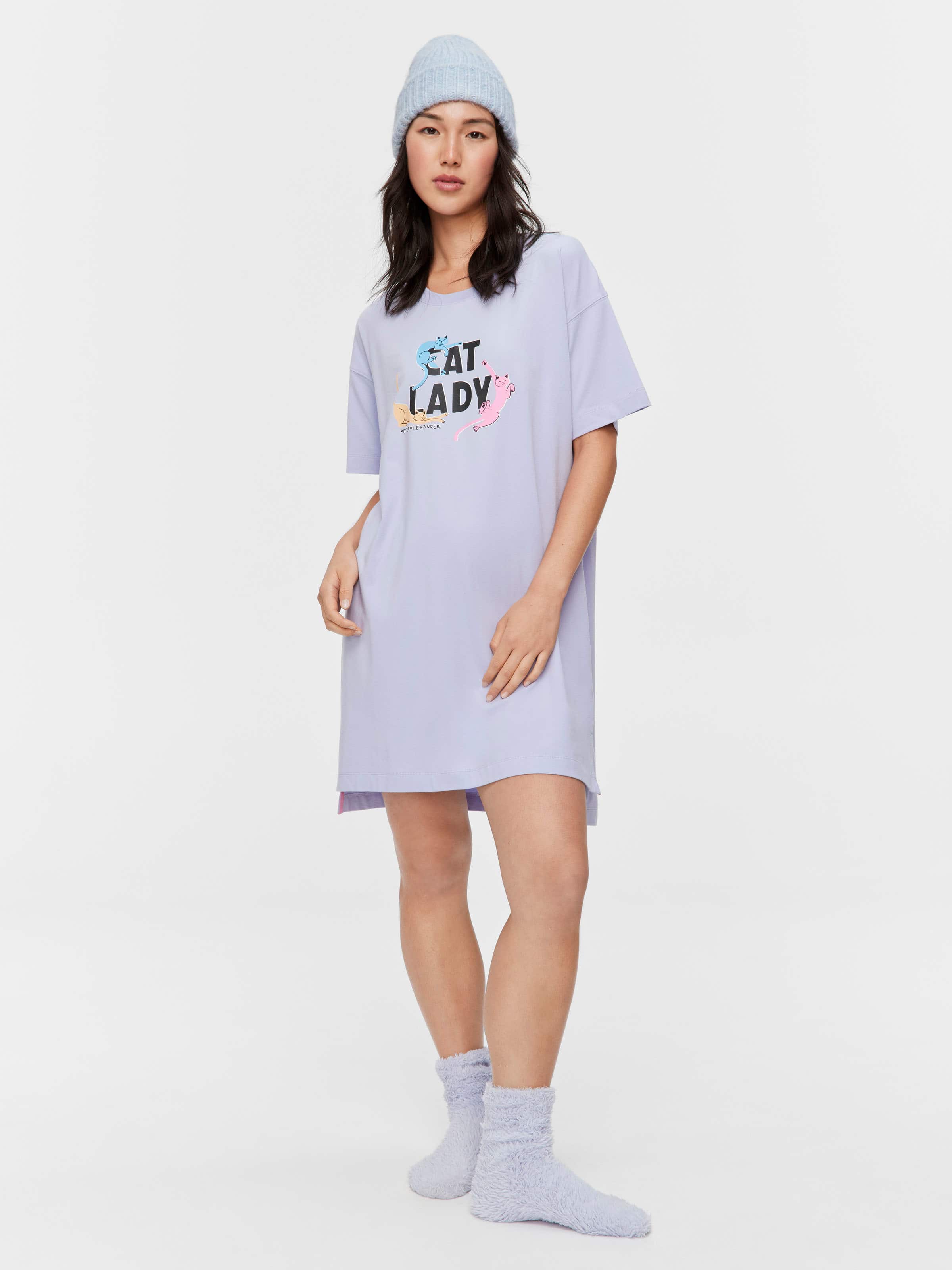 Lilac Cat Lady Sleep Tee
