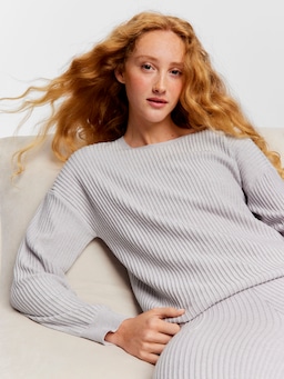 Grey Rib Knit Sweater