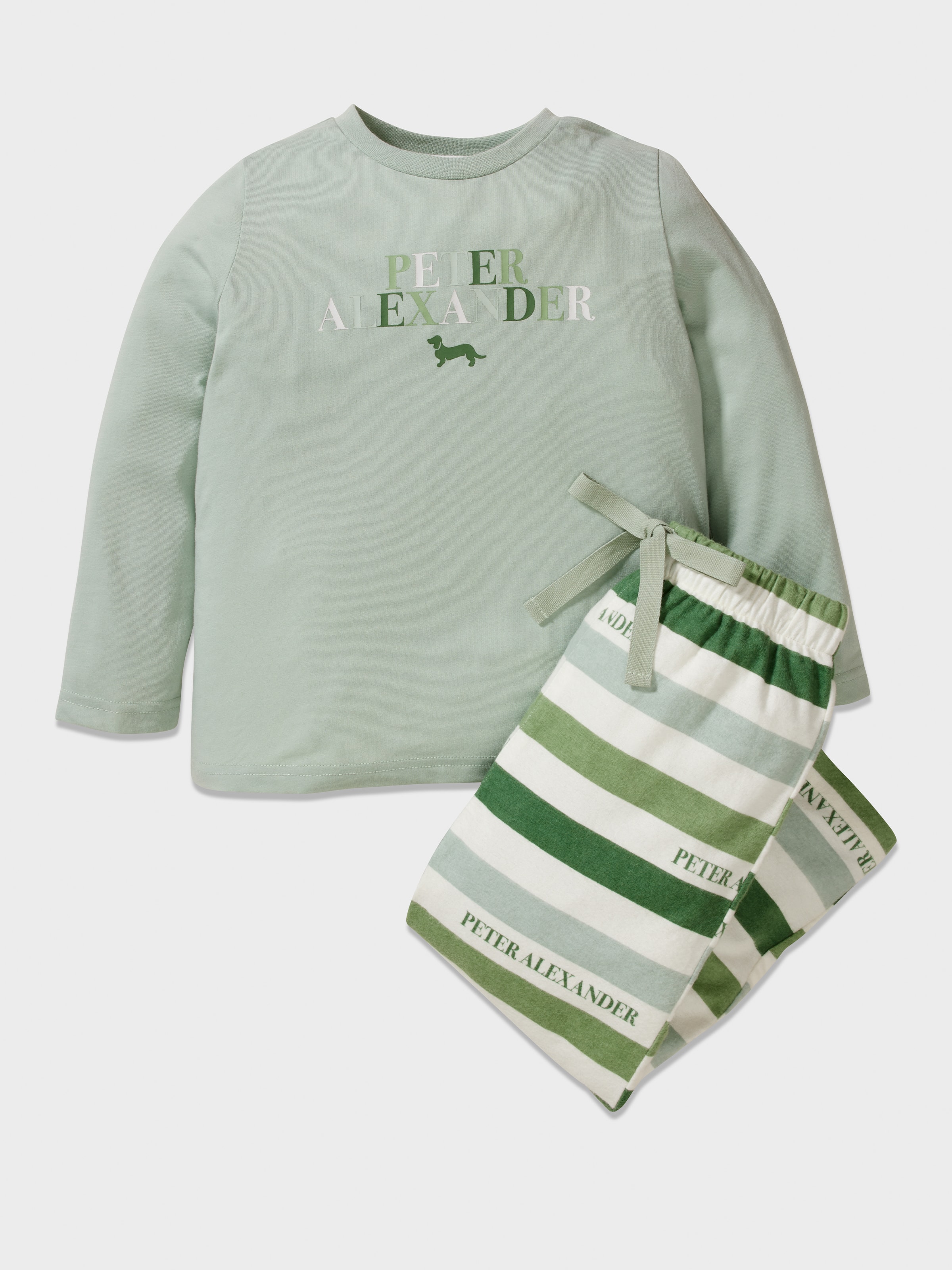Peter Alexander Men's Green Stripe Long Flannelette Pyjama/Lounge