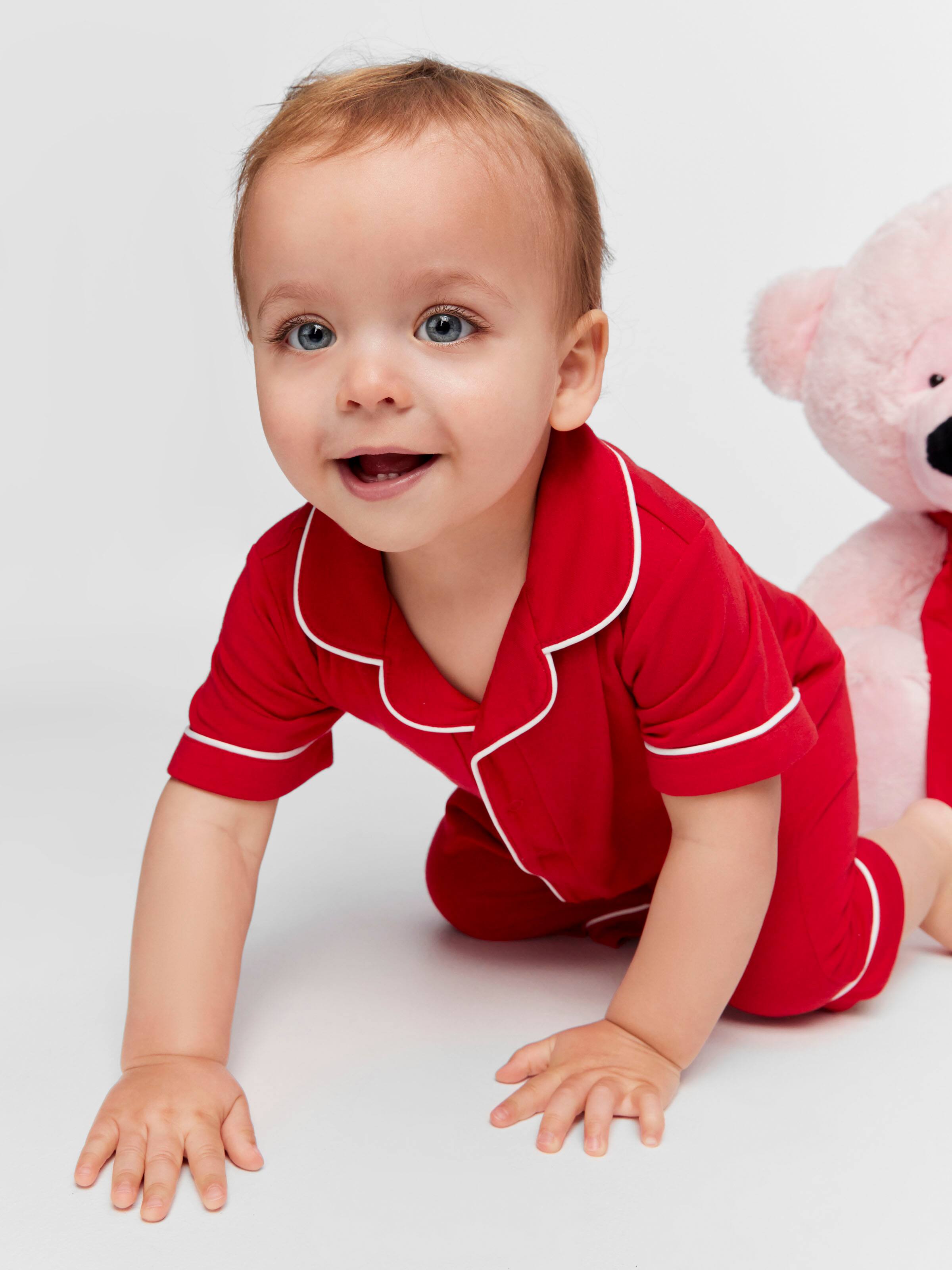 Baby Red Bamboo Classic Romper