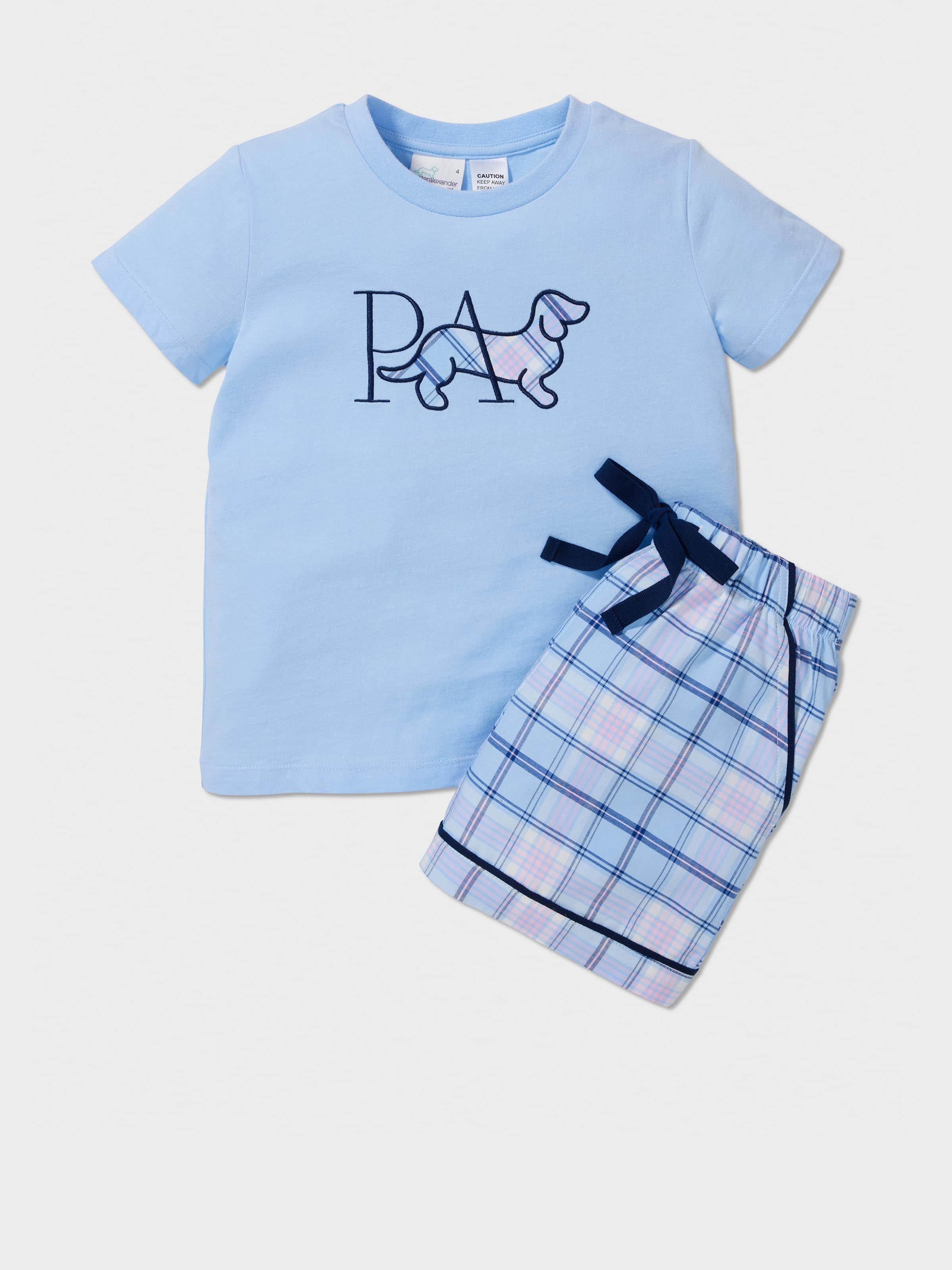 Jnr Girls Soft Check Short Pj Set