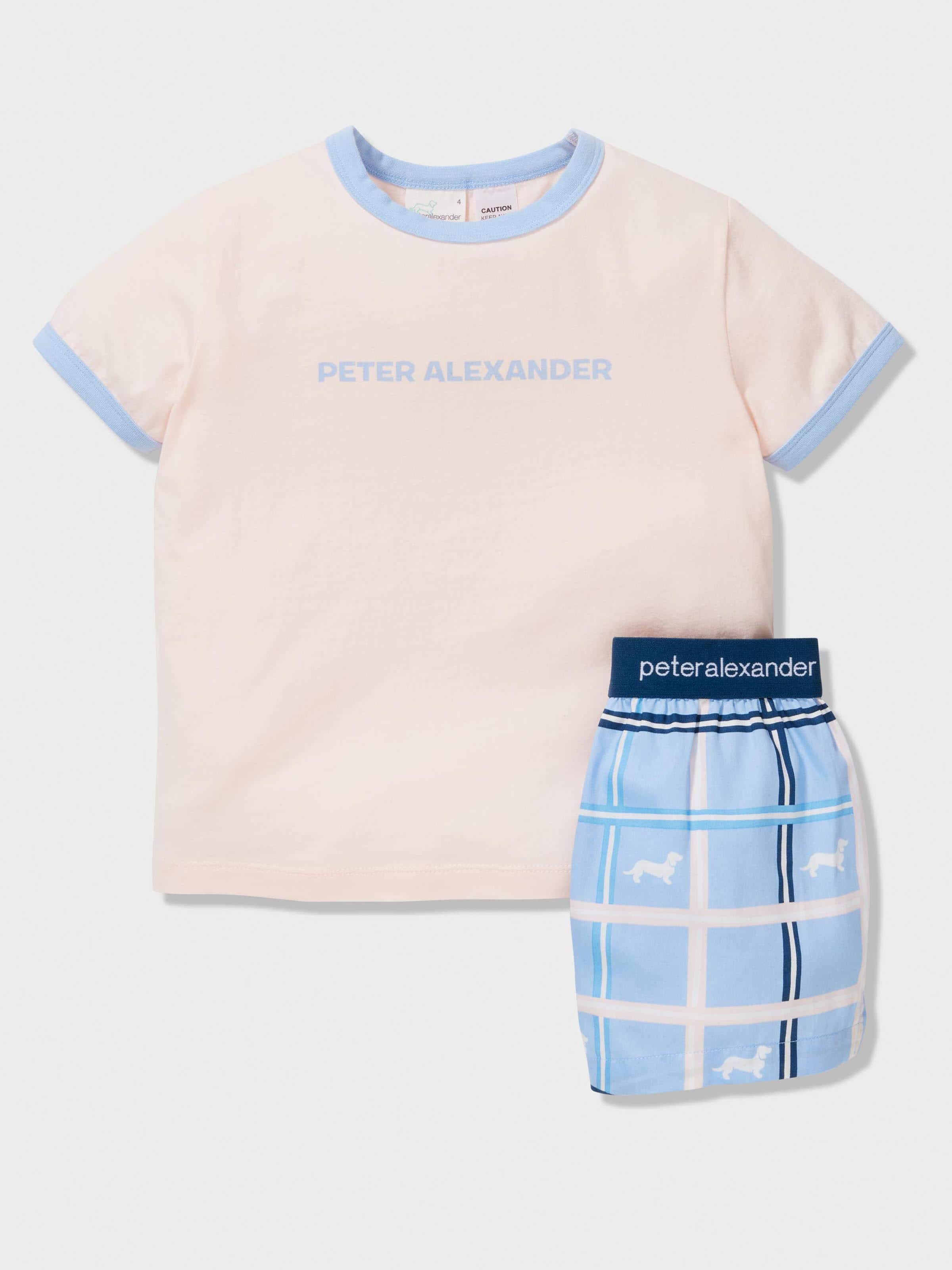 Girls Pink Check Pj Set