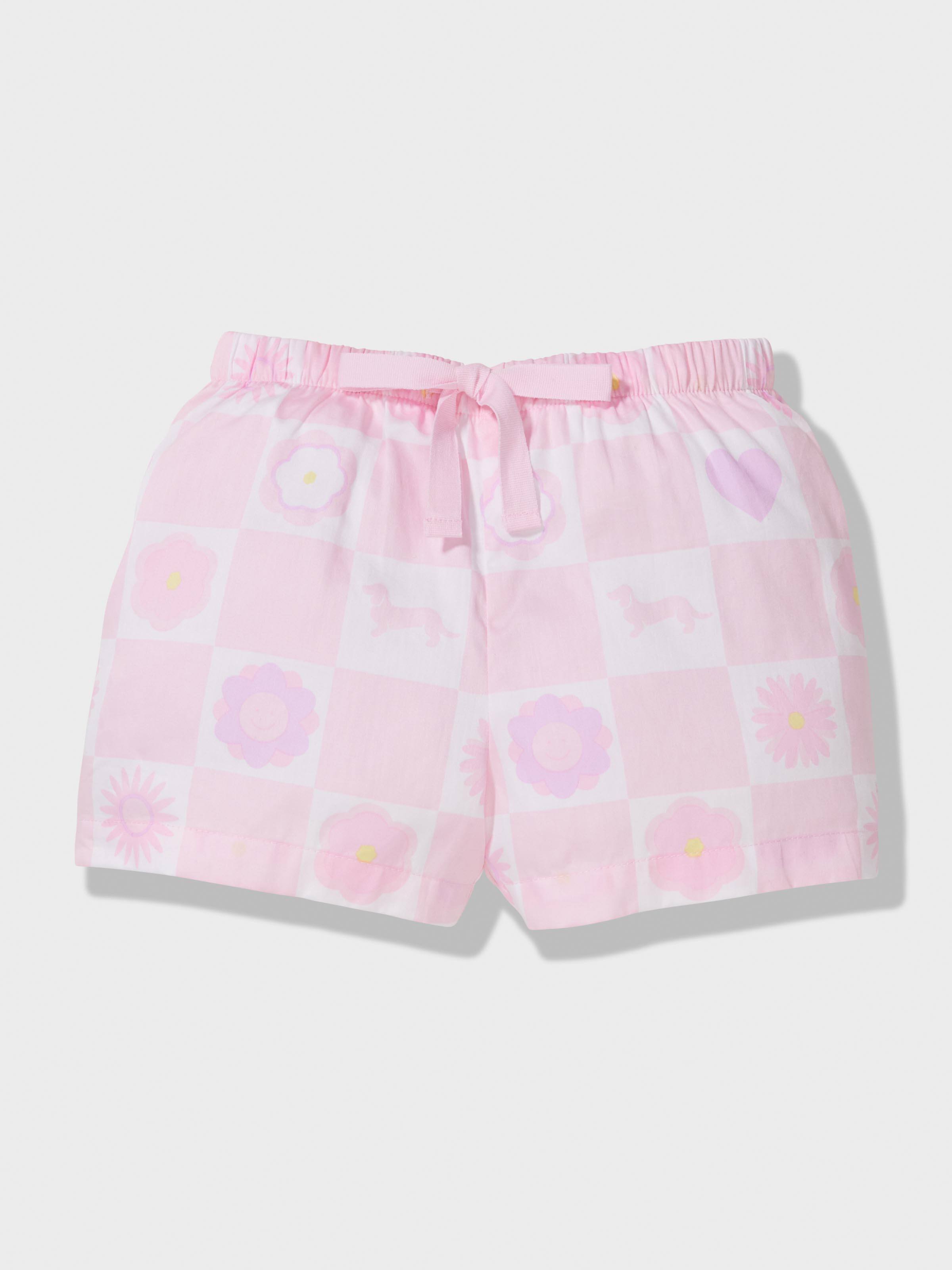 Girls Floral Check Pj Set